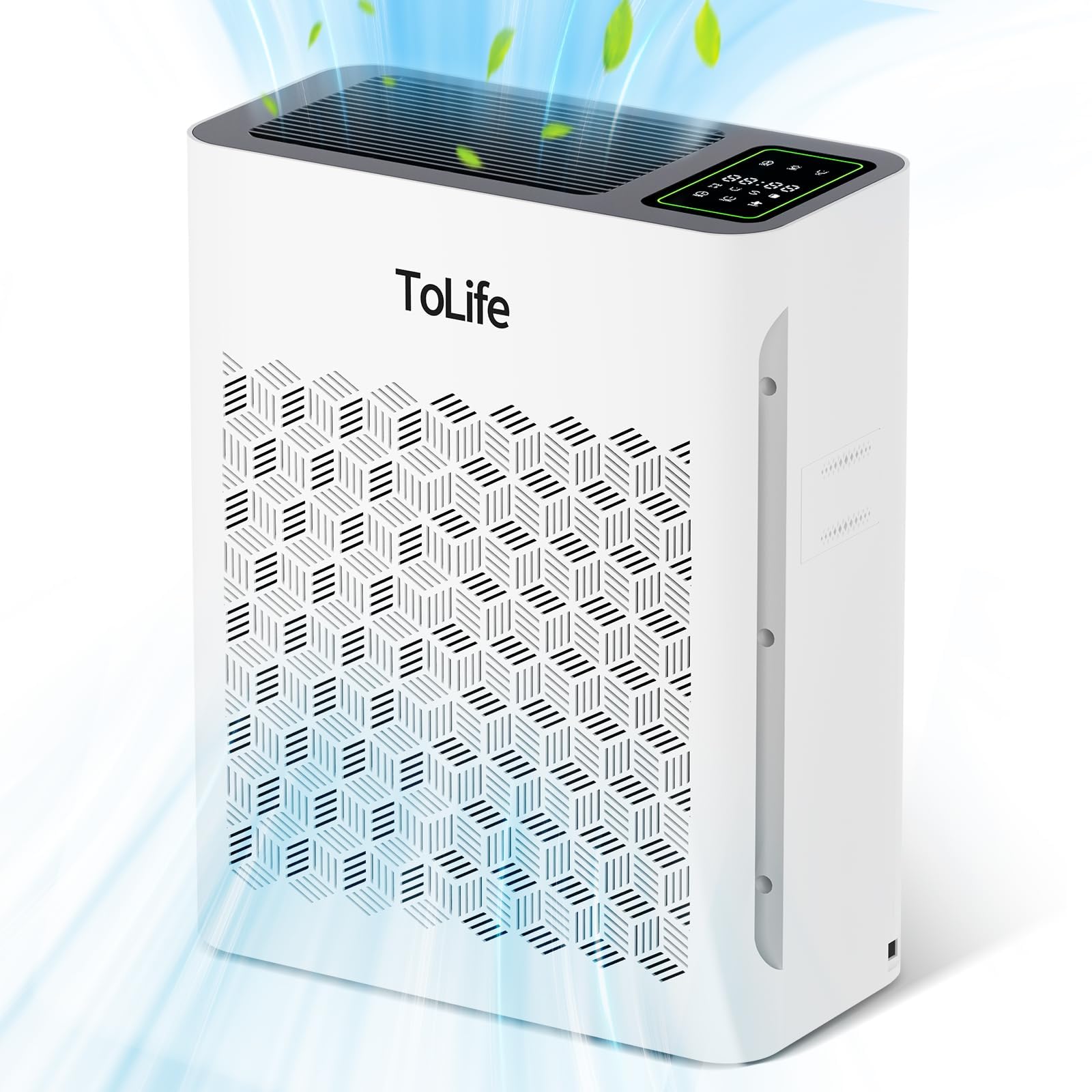 Tolife Powerful Air Purifiers for Home Large Room Up to 2000 Ft^2 with PM 2.5 Display Air Quality Sensor,Auto Mode,Timer,HEPA Filter Pet Air Purifier for Bedroom,Filters Smoke,Pollen,Pet Dander,White