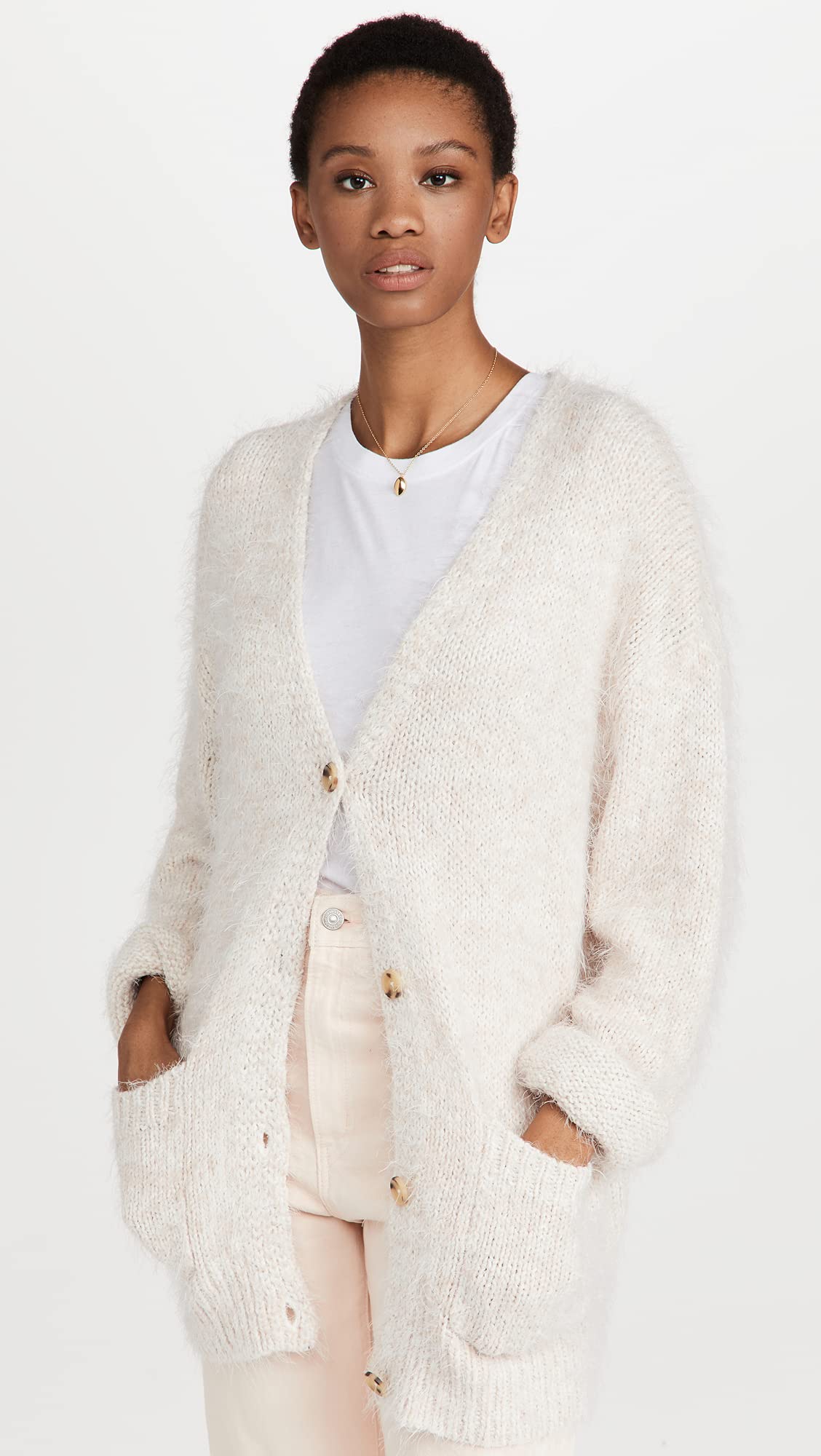 Free People Women's Nevermind Cardi, Creme Brulee, Off White