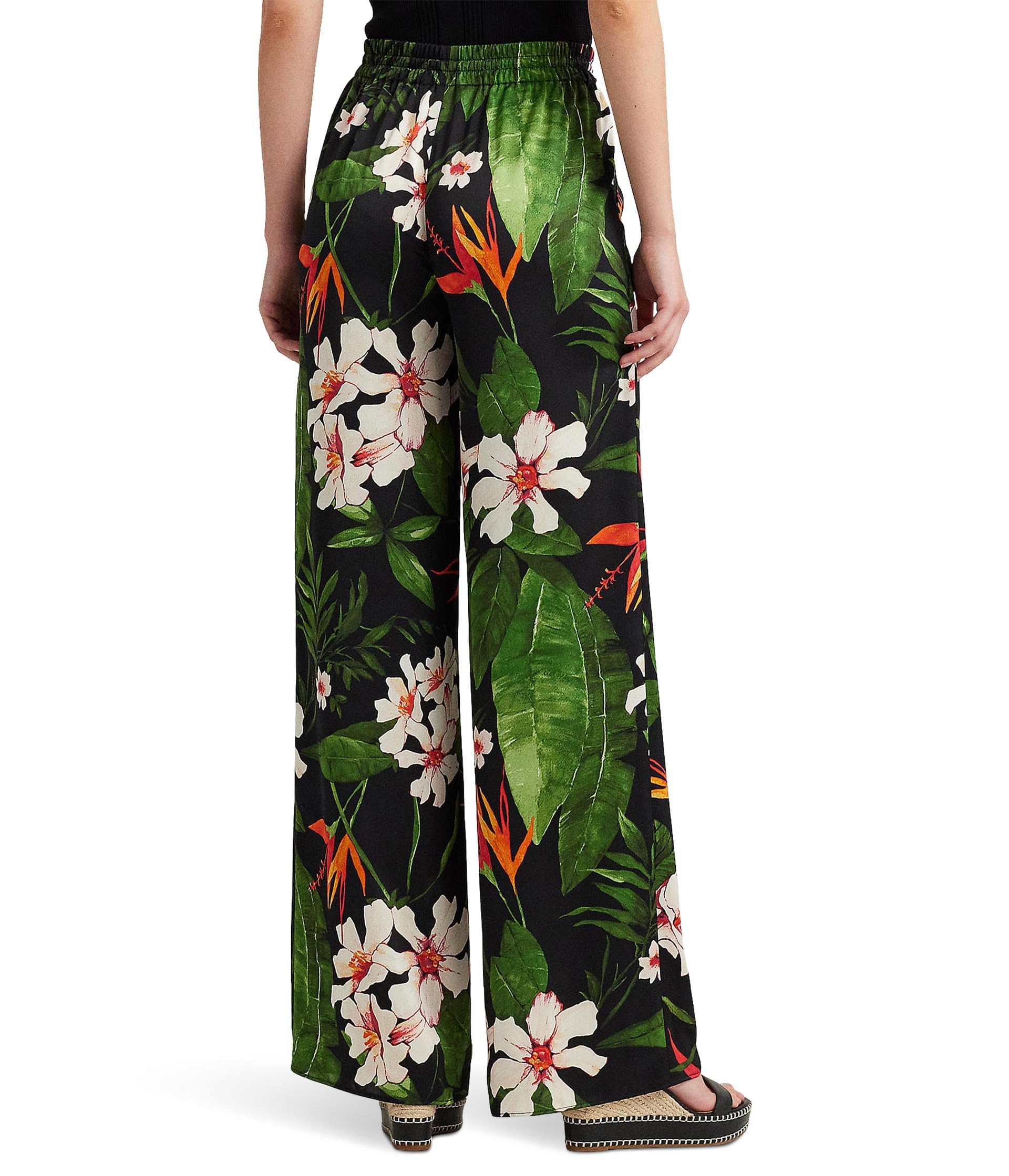 Polo Ralph Lauren Floral Wide-Leg Pants Black/Green/Multi Small 31.5