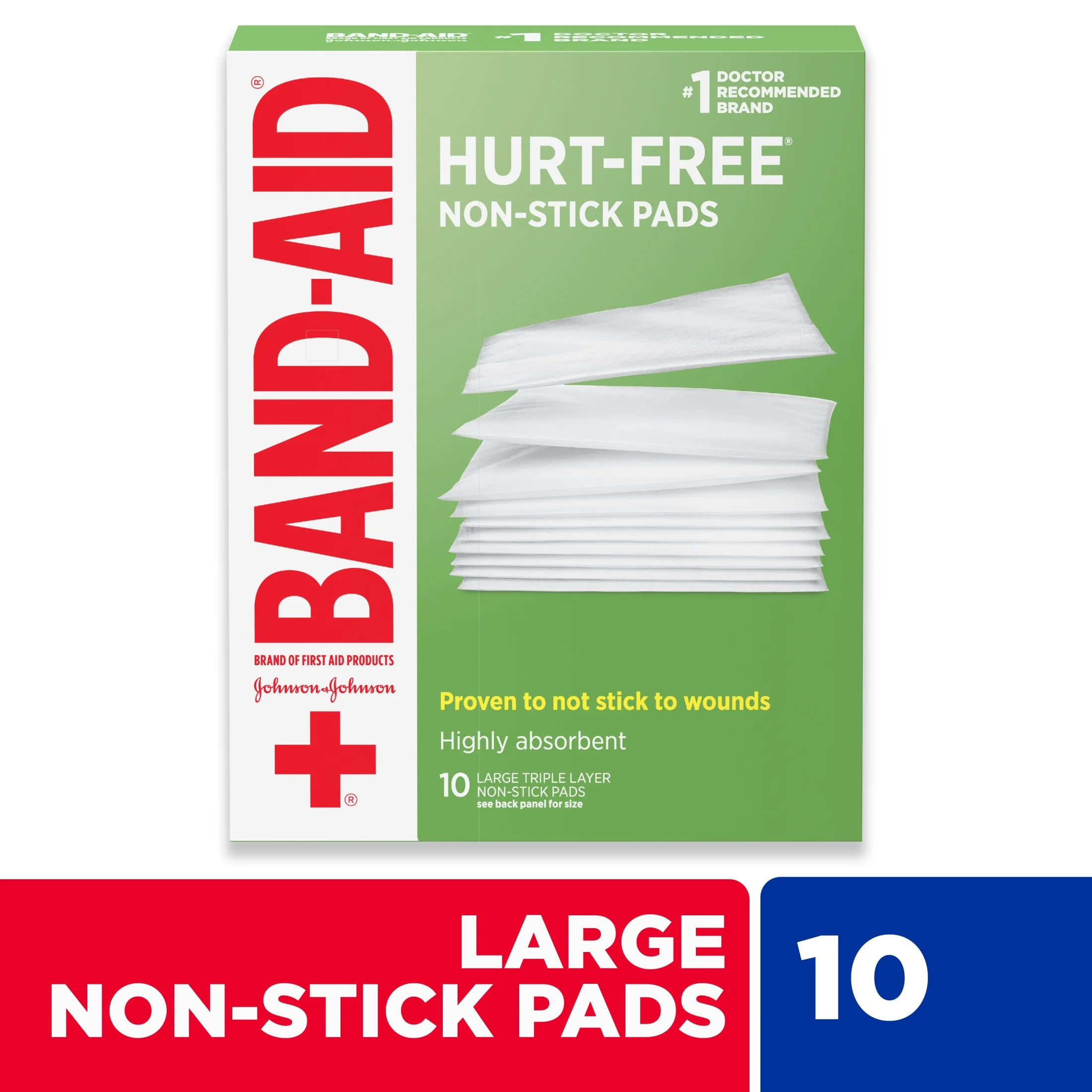 BAND-AID(R) Brand HURT-FREE(R) Non-stick Pads 3INX4IN, 10 COUNT