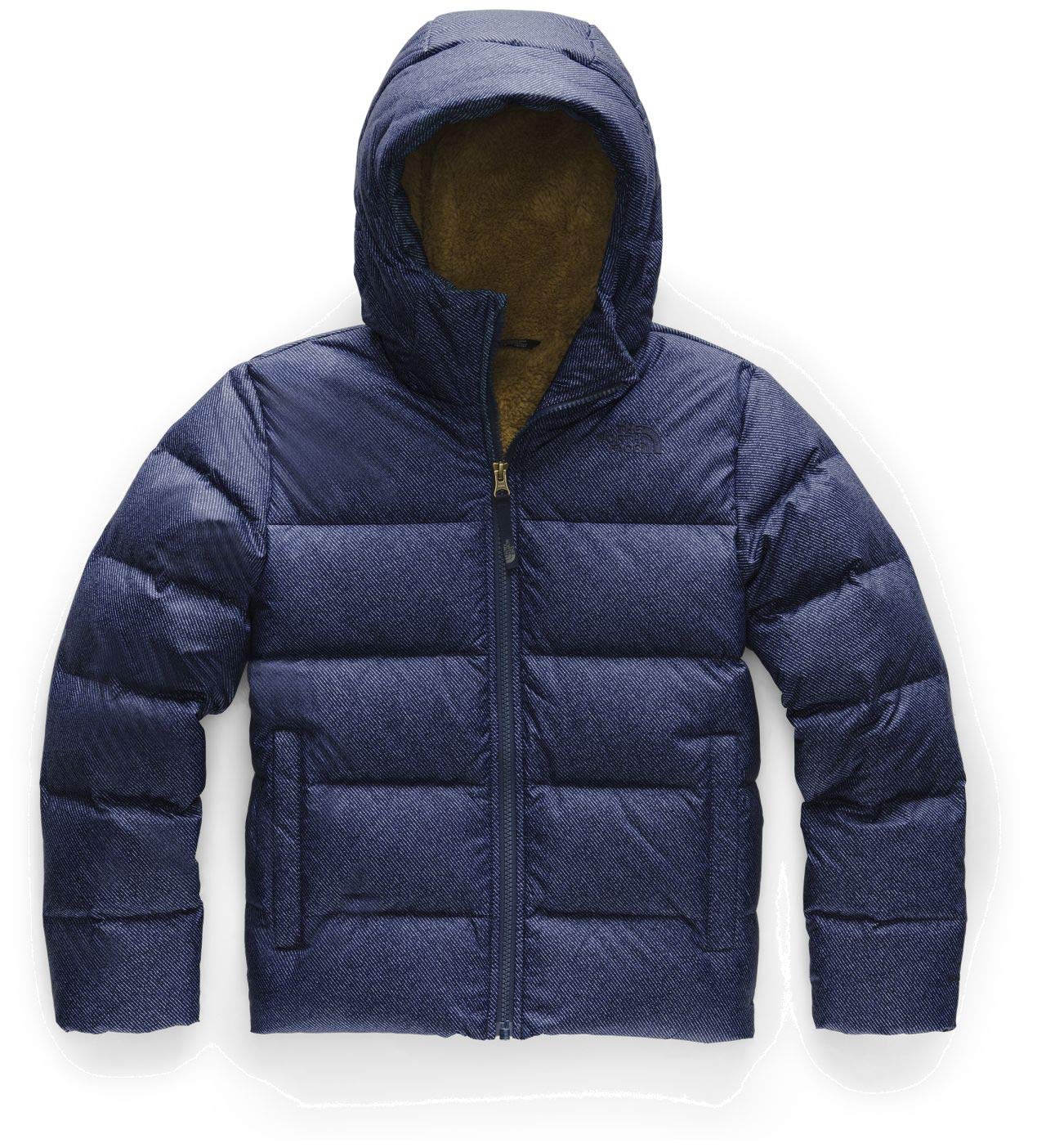 The North Face Kids Boy's Moondoggy 2.0 Down Hoodie (Little Kids/Big Kids) Montague Blue Denim Print LG 
