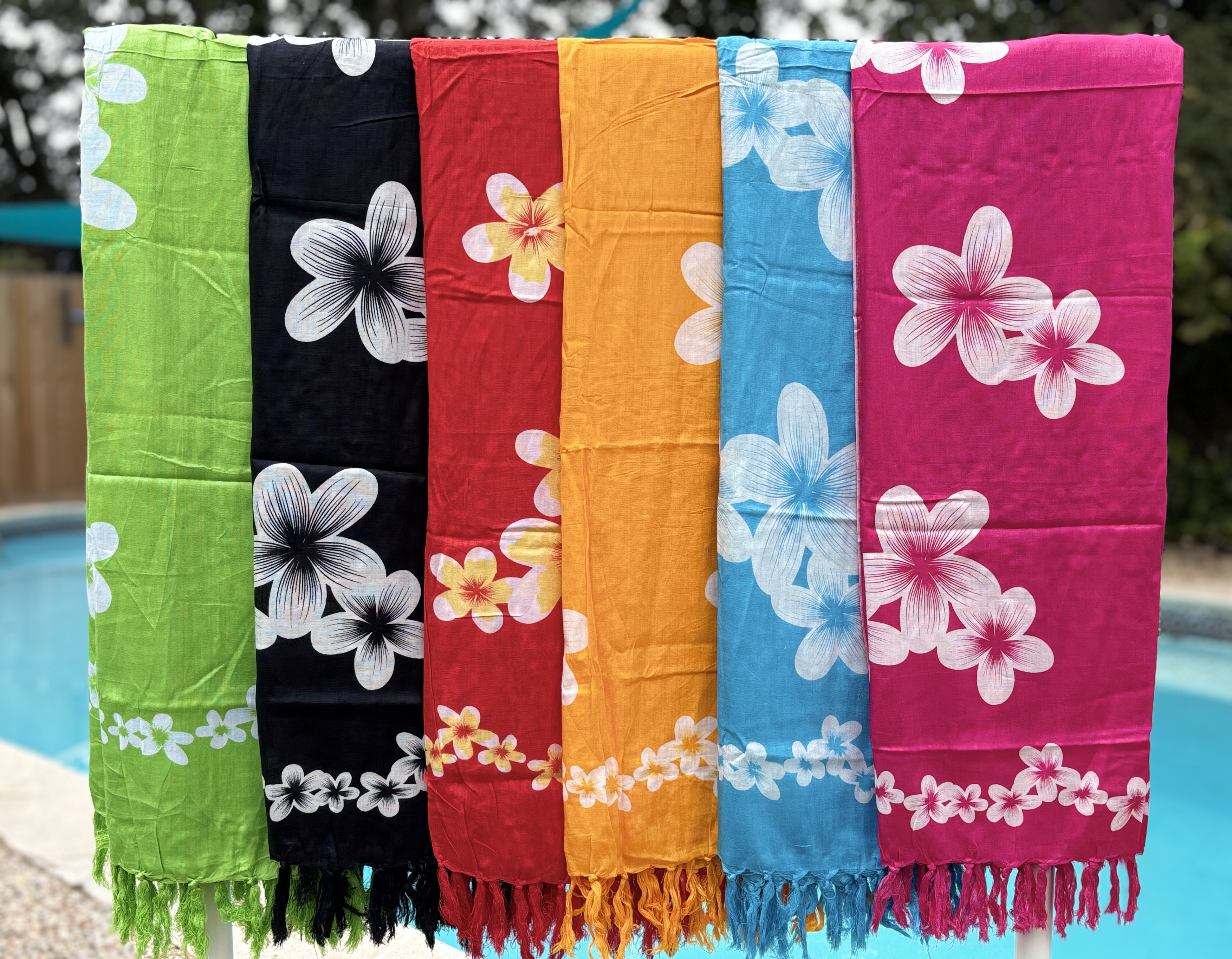 Colorful Plumeria Beach Sarong 