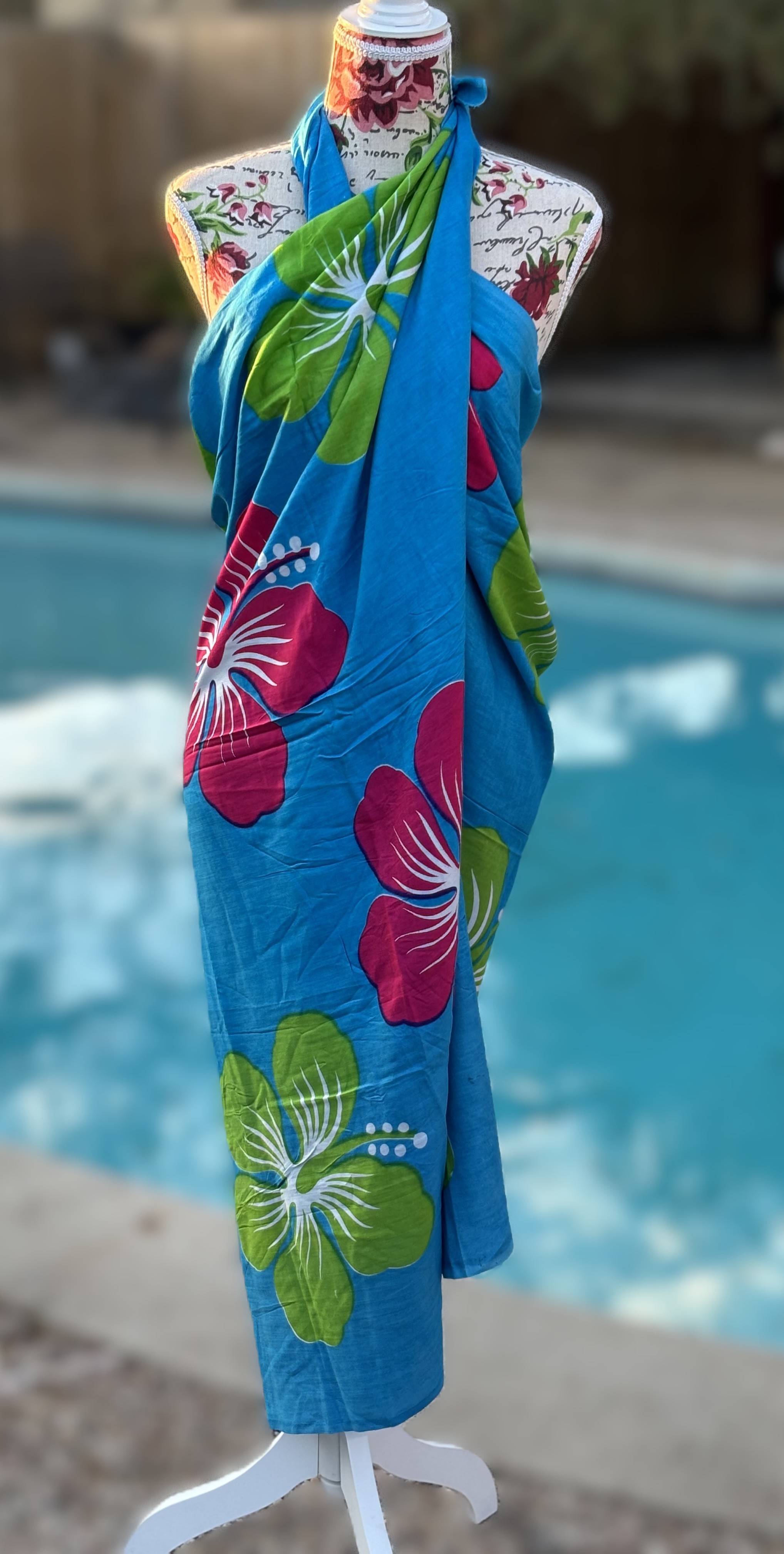 Plus Size Multicolor Hibiscus Floral Sarong Wraps