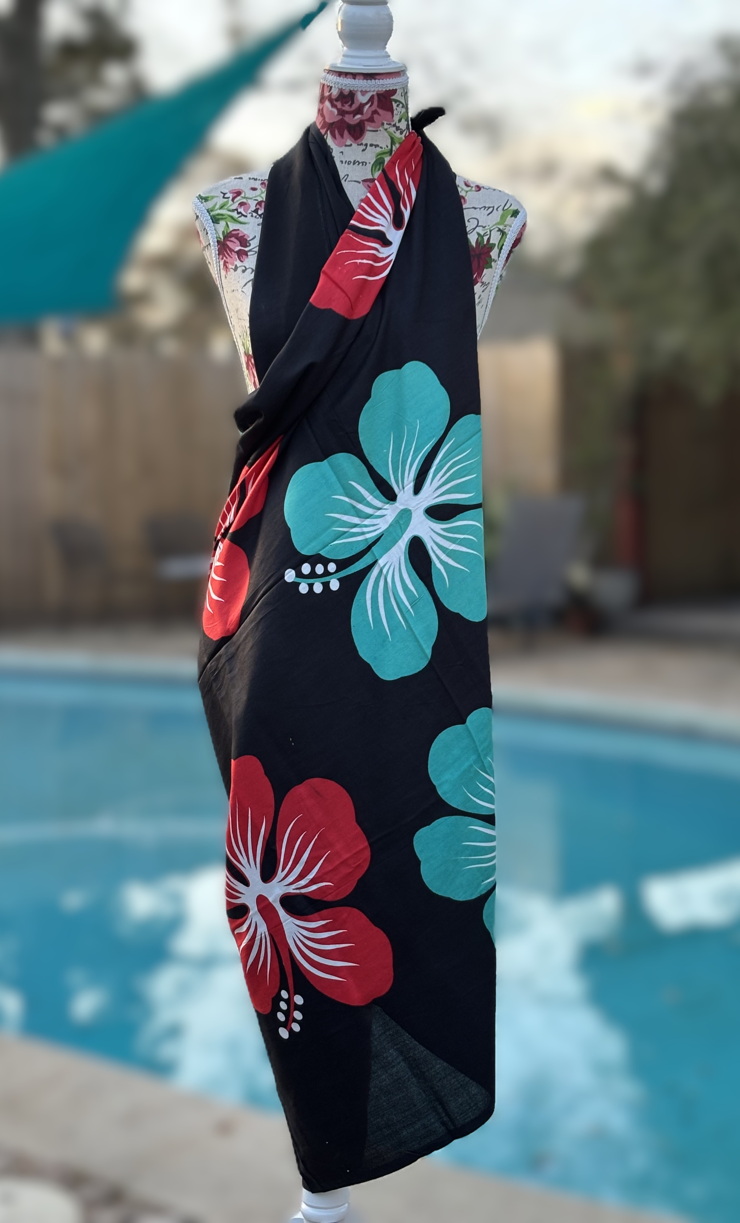Plus Size Multicolor Hibiscus Floral Sarong Wraps