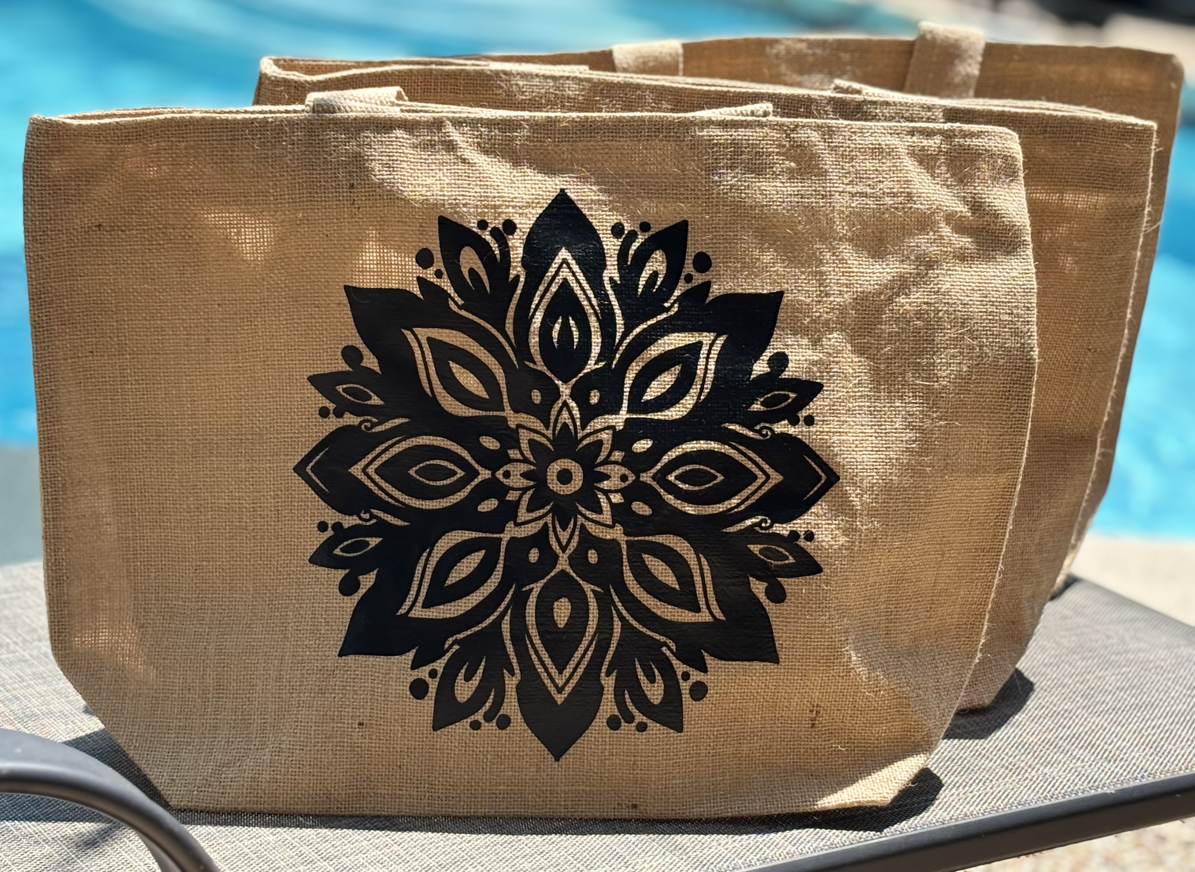 Mandala Printed Jute Tote Bag