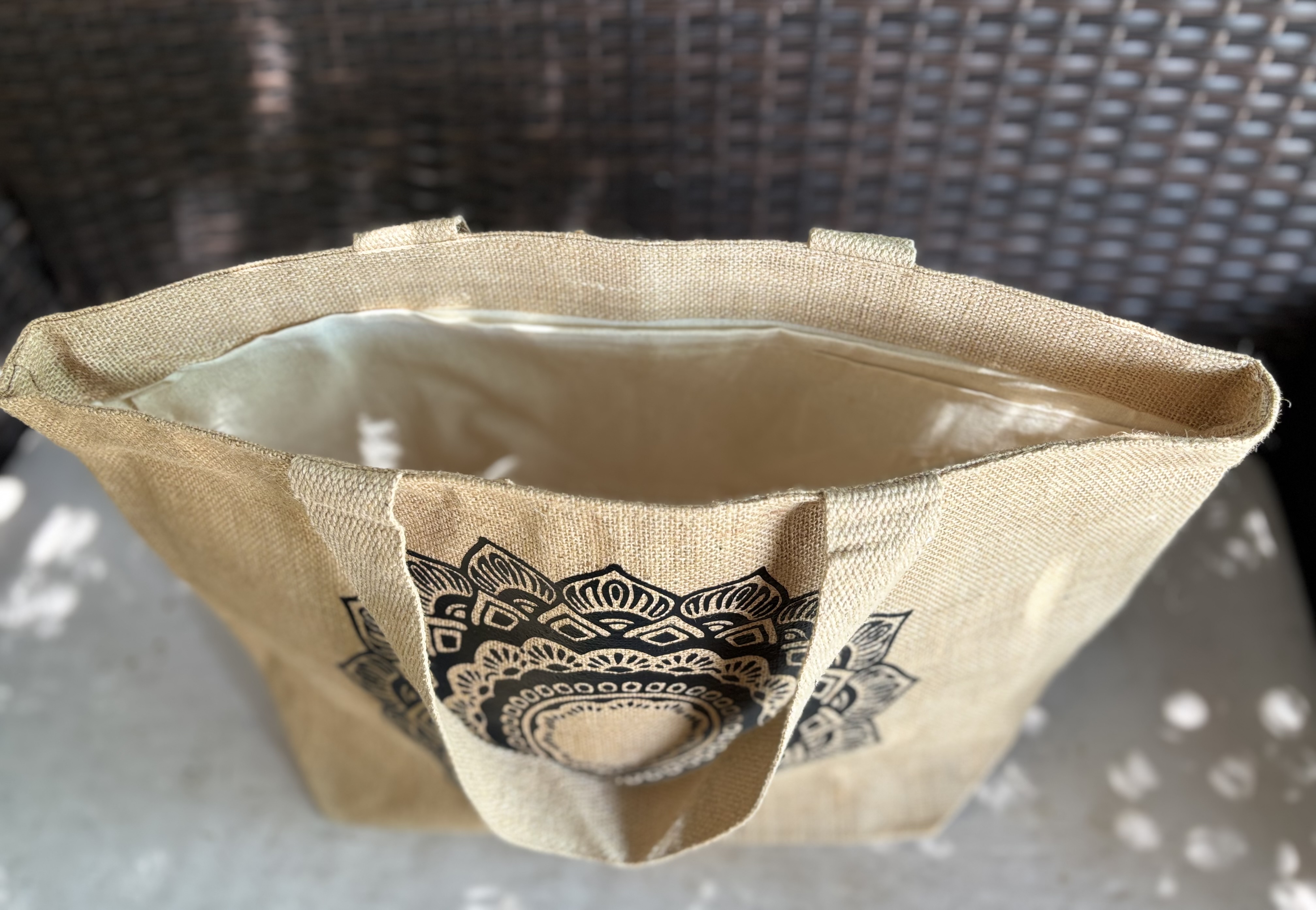 Mandala Printed Jute Tote Bag