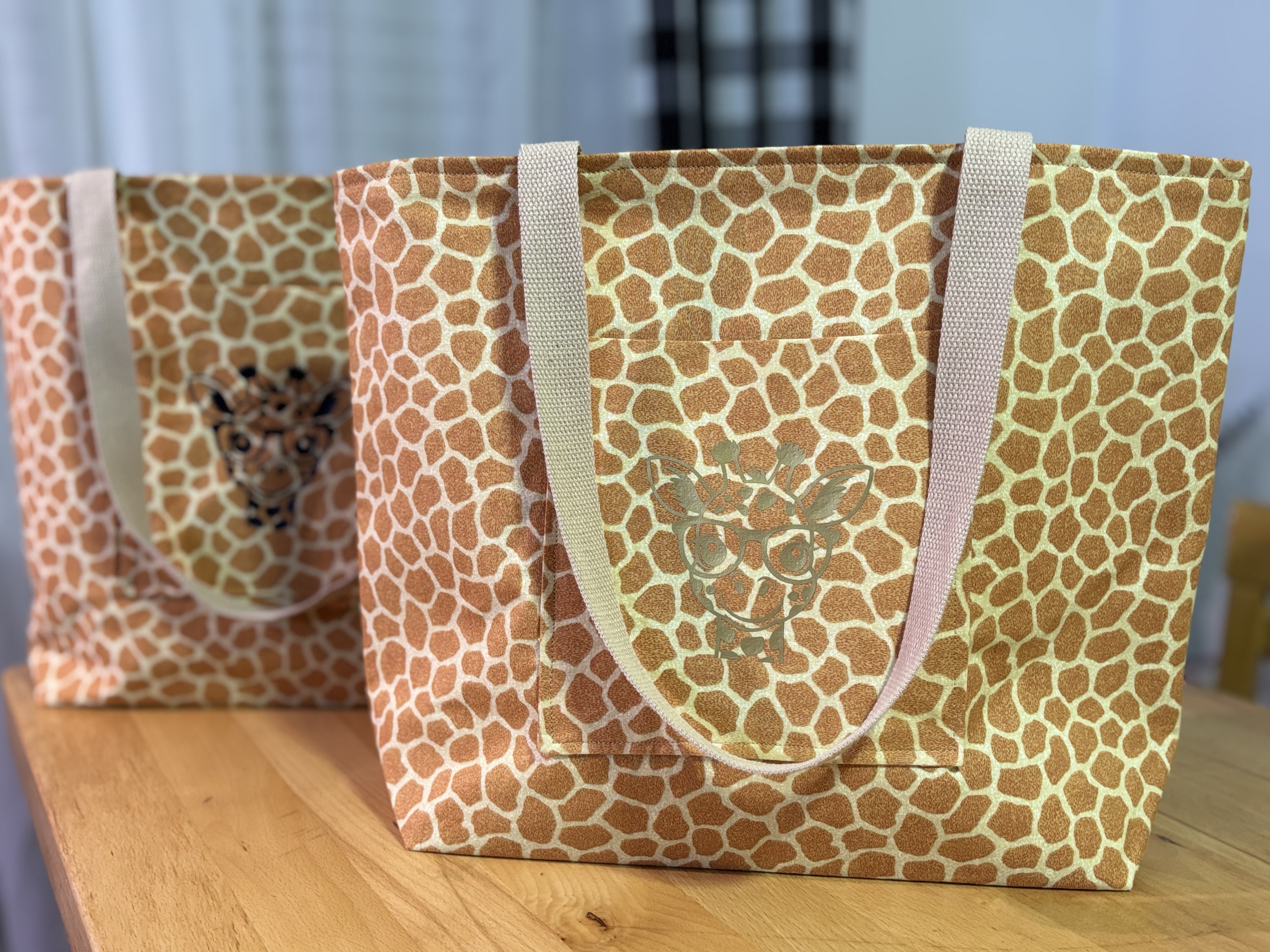 Giraffe Print Tote Bags