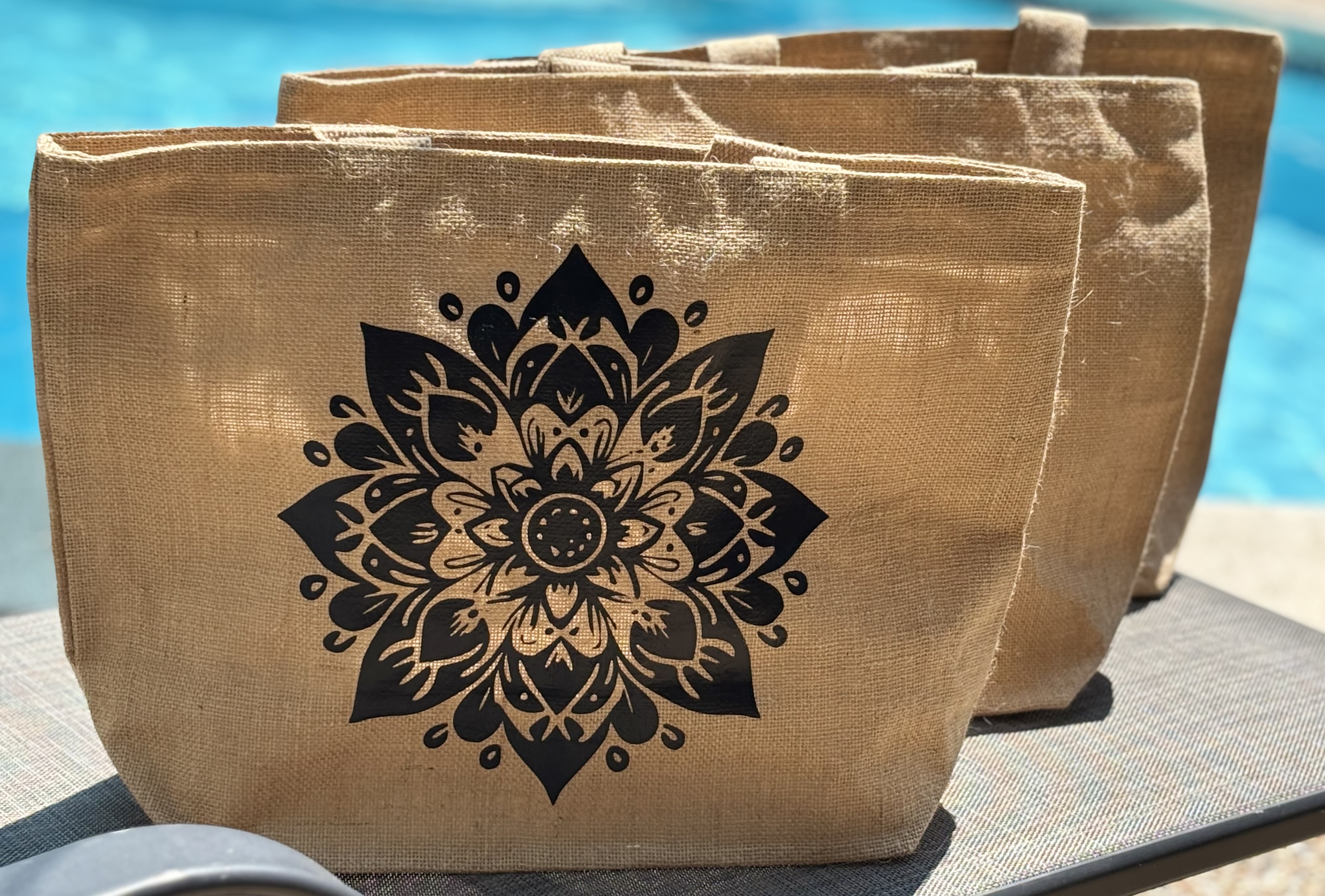 Mandala Printed Jute Tote Bag