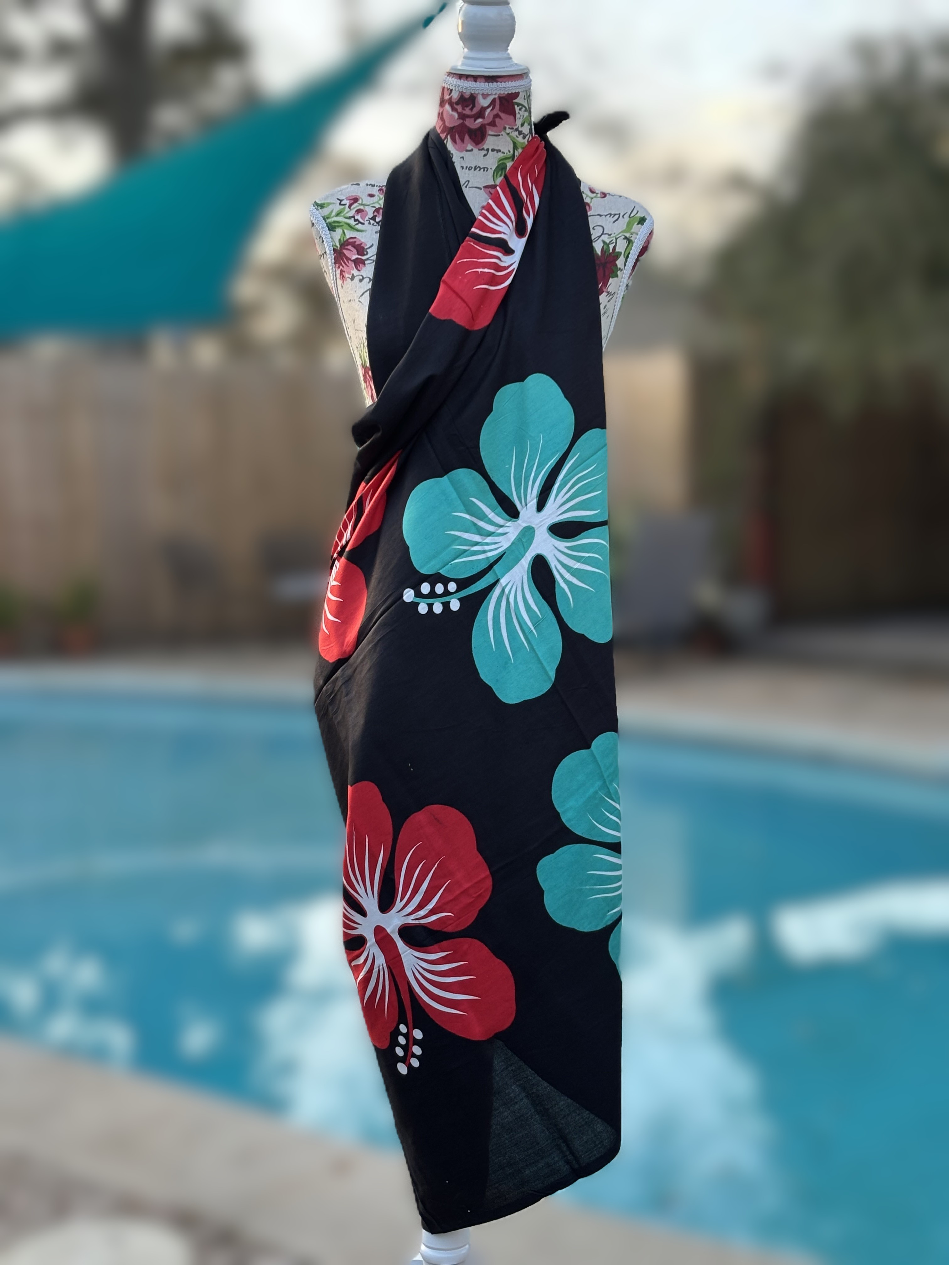 Plus Size Multicolor Hibiscus Floral Sarong Wraps