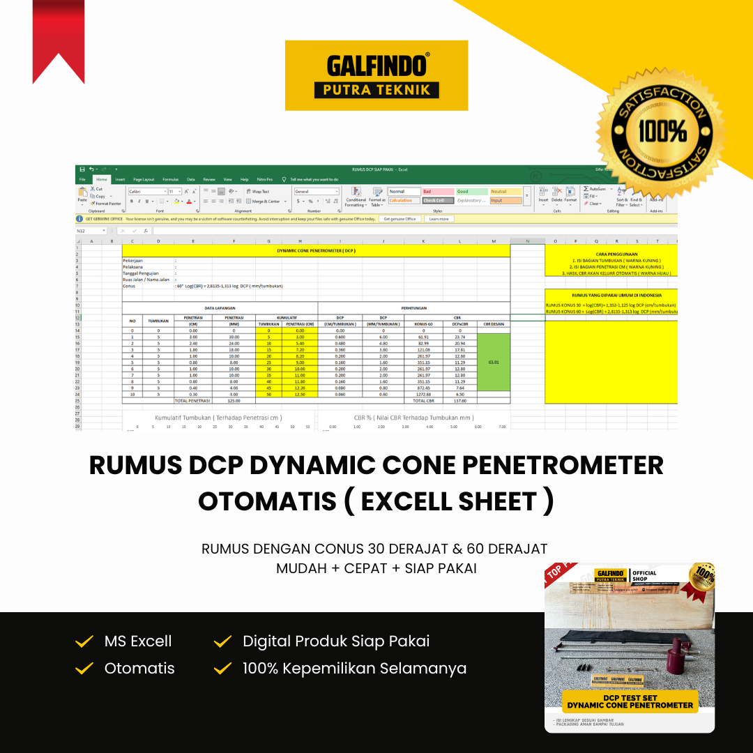 RUMUS DCP DYNAMIC CONE PENETROMETER OTOMATIS SIAP PAKAI