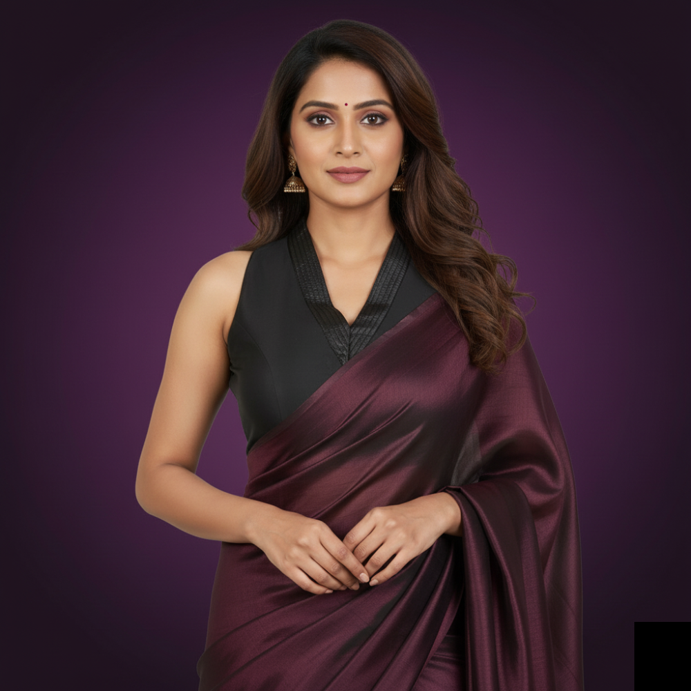 Sleek Black V-neck Blouse