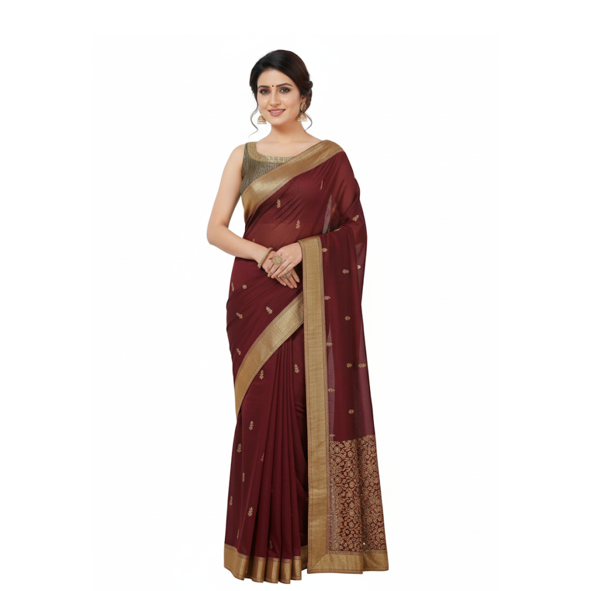 Delicate Handwork Boat Neck Brocade Blouse with Stunning Back