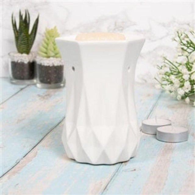 White Geometric Wax Melt Burner 