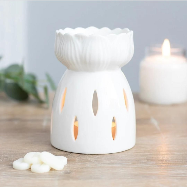 White Gloss Lotus Flower Burner