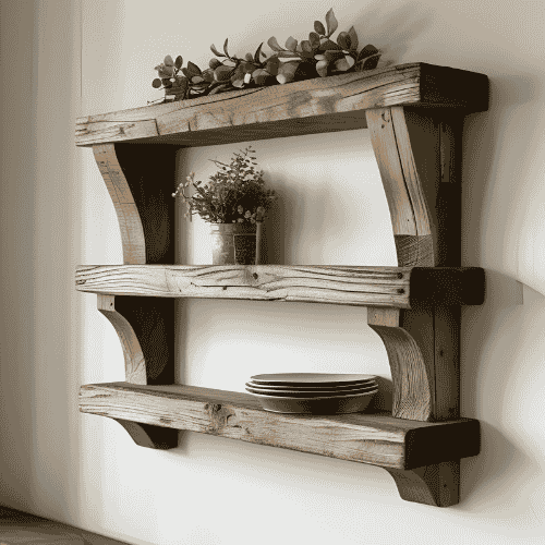 Rustic Wooden Wall Shelf