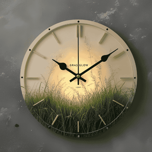 Wall Clock with Grass Design