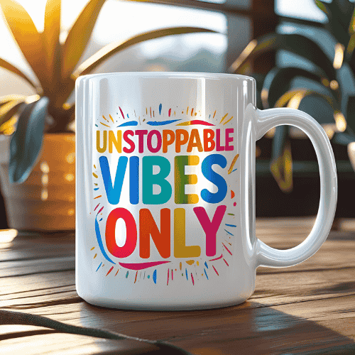 Unstoppable Vibes Only Mug  Customizable Design with Mug 500BDT