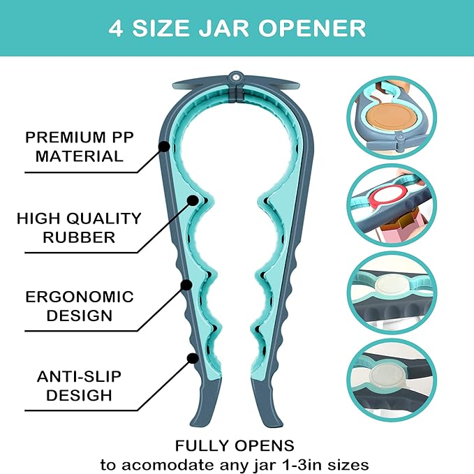 Jar Opener Set with Bottle Opener and Silicone Grip
