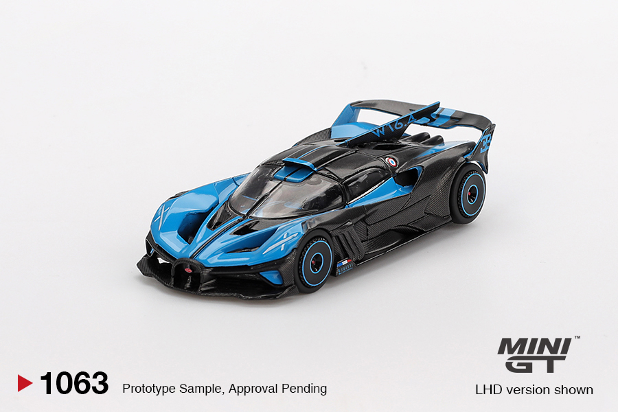 Mini GT BUGATTI BOLIDE PRESENTATION BLACK AND BLUE 2024