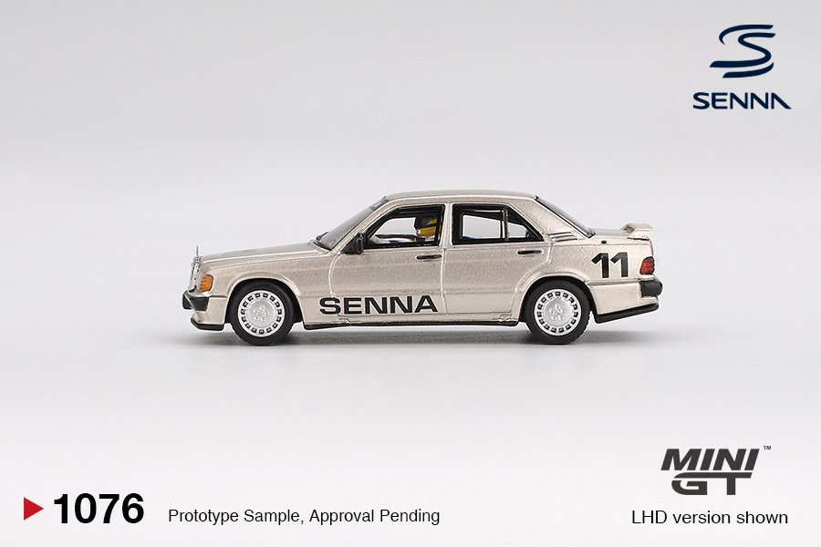 Mini GT MERCEDES-BENZ 190E 2.3-16 #11  AYRTON SENNA W/ FIGURE RACE OF  CHAMPIONS 1984