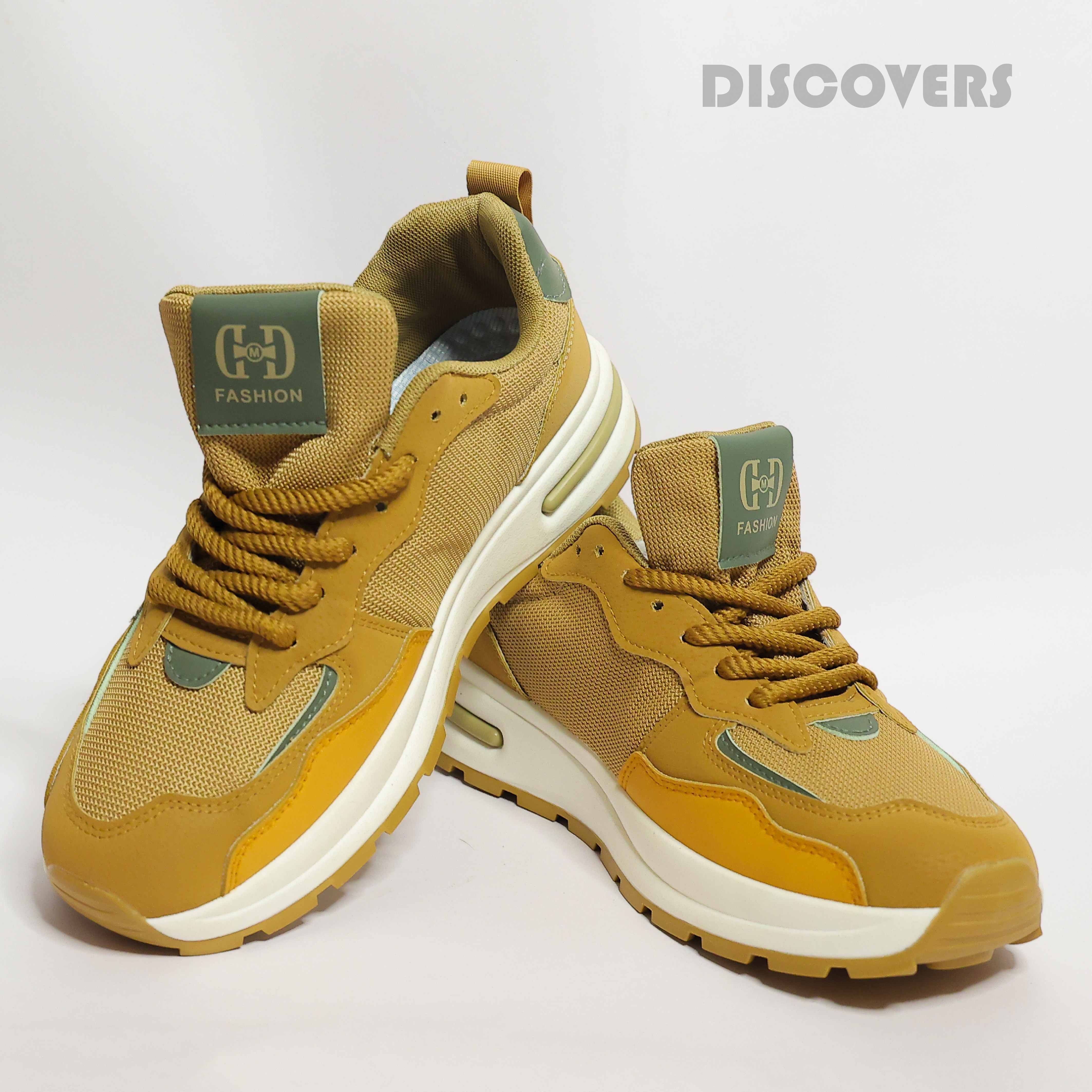 Stylish Tan & Green Sneakers