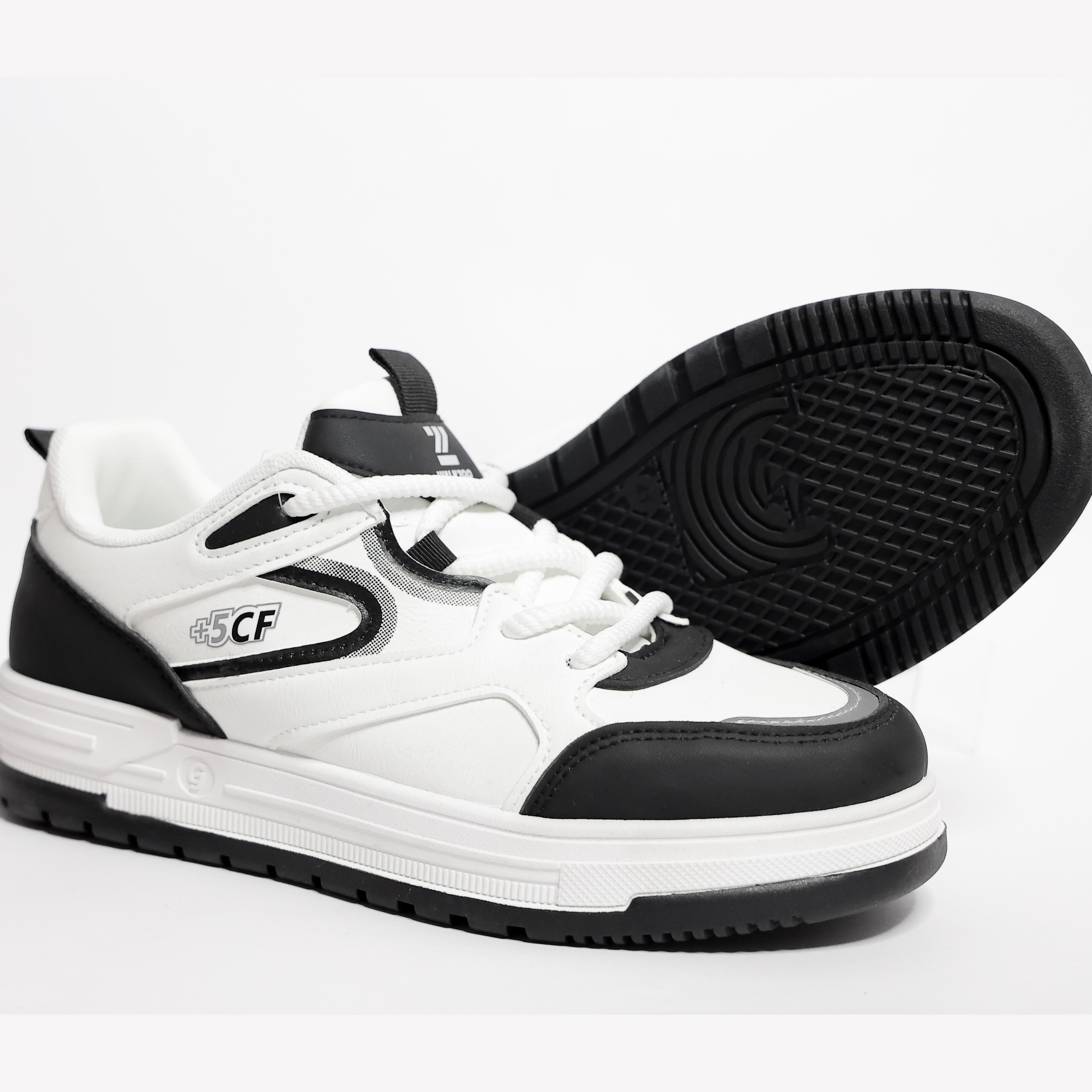 Sporty Black and White Sneakers