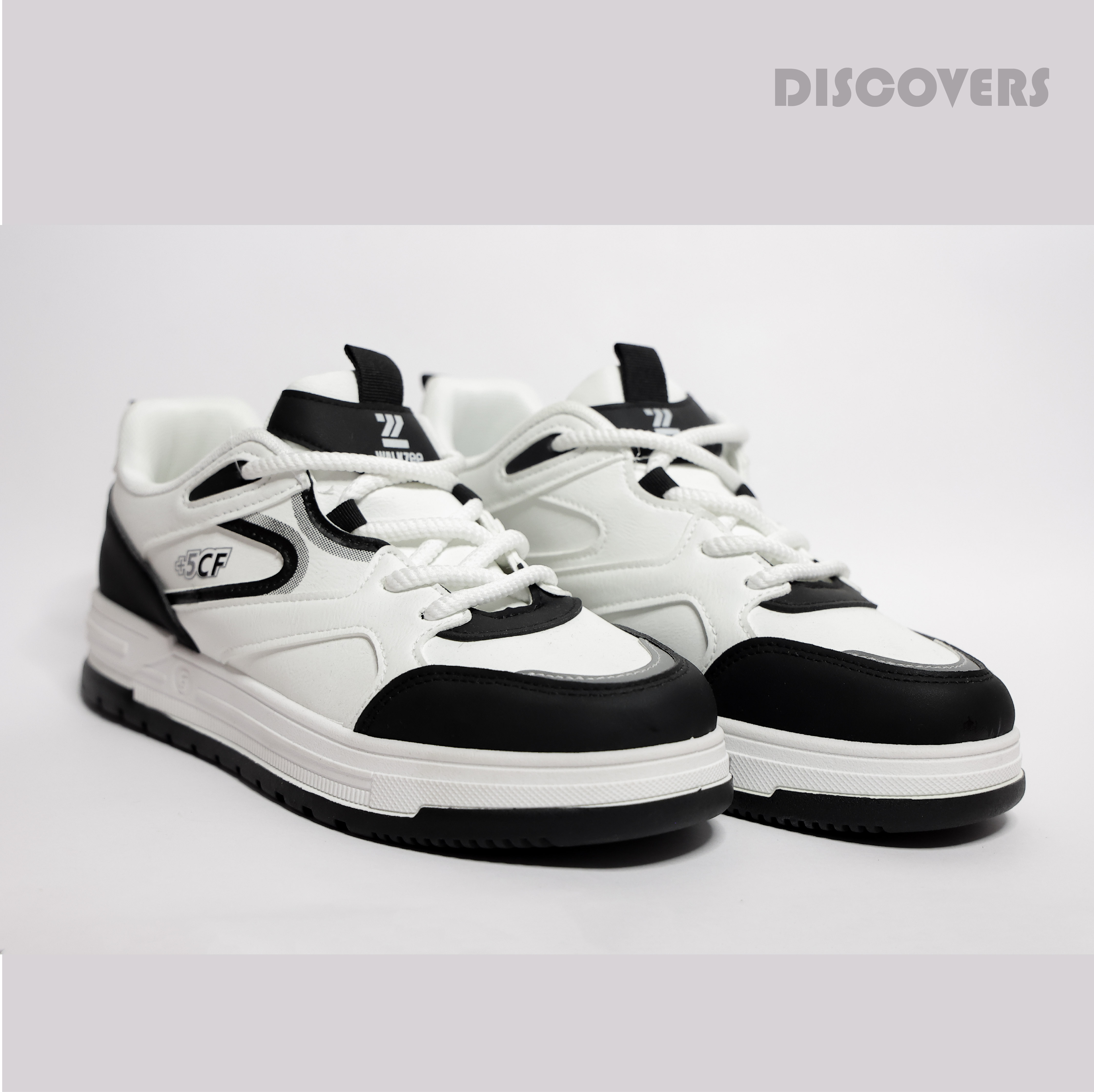 Sporty Black and White Sneakers