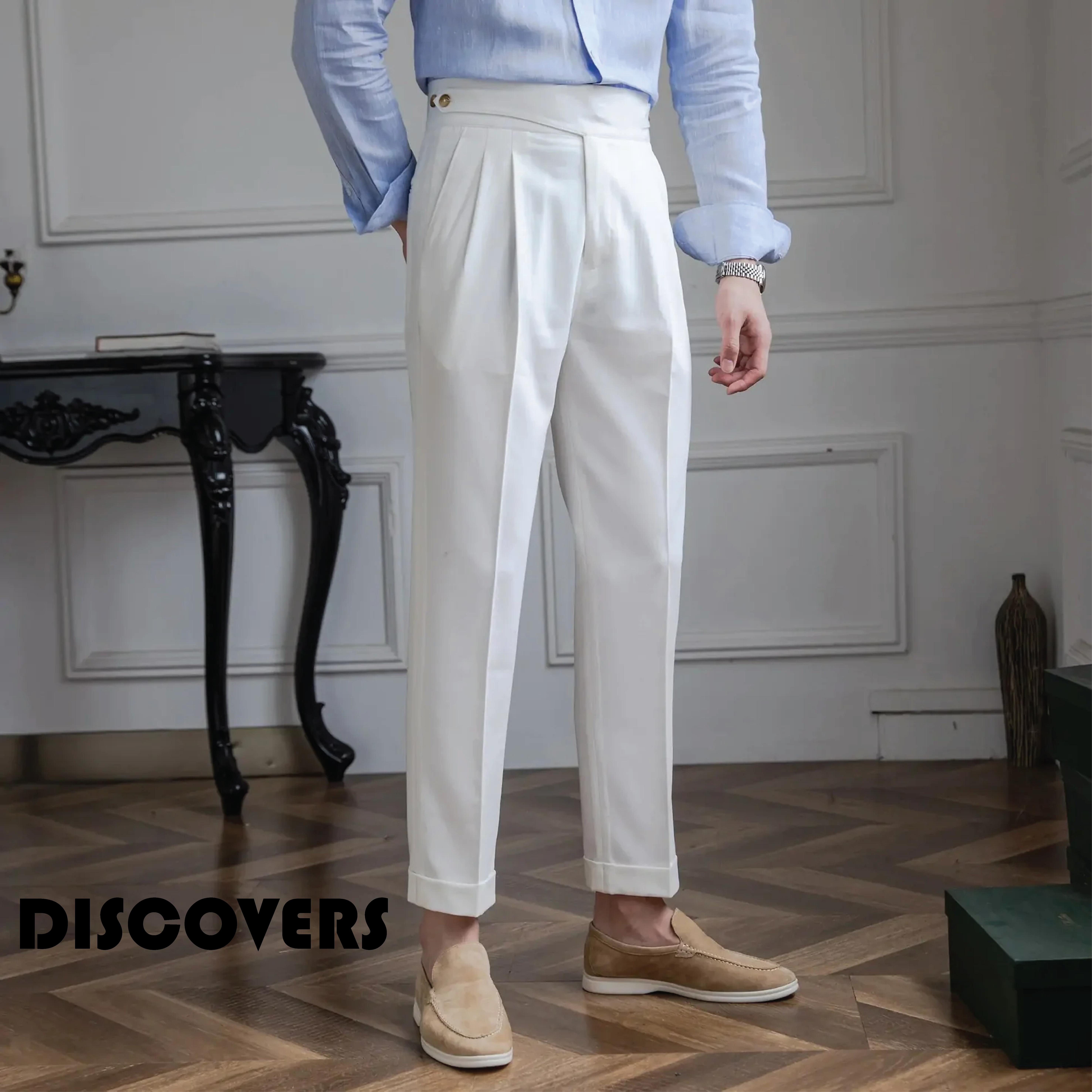 Men's Gurkha Pants, Classic Military Style, Casual Trousers