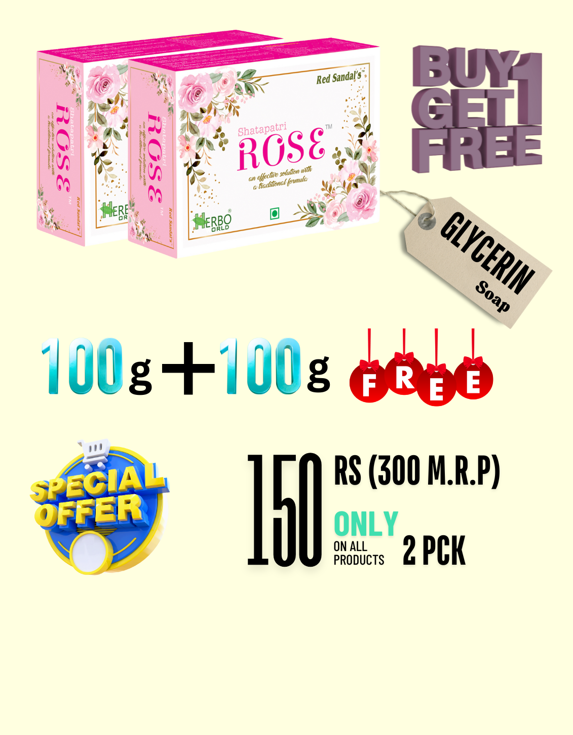  Shatapatri Rose Soap (100g) - Pack Of 2 GET 30% OFF