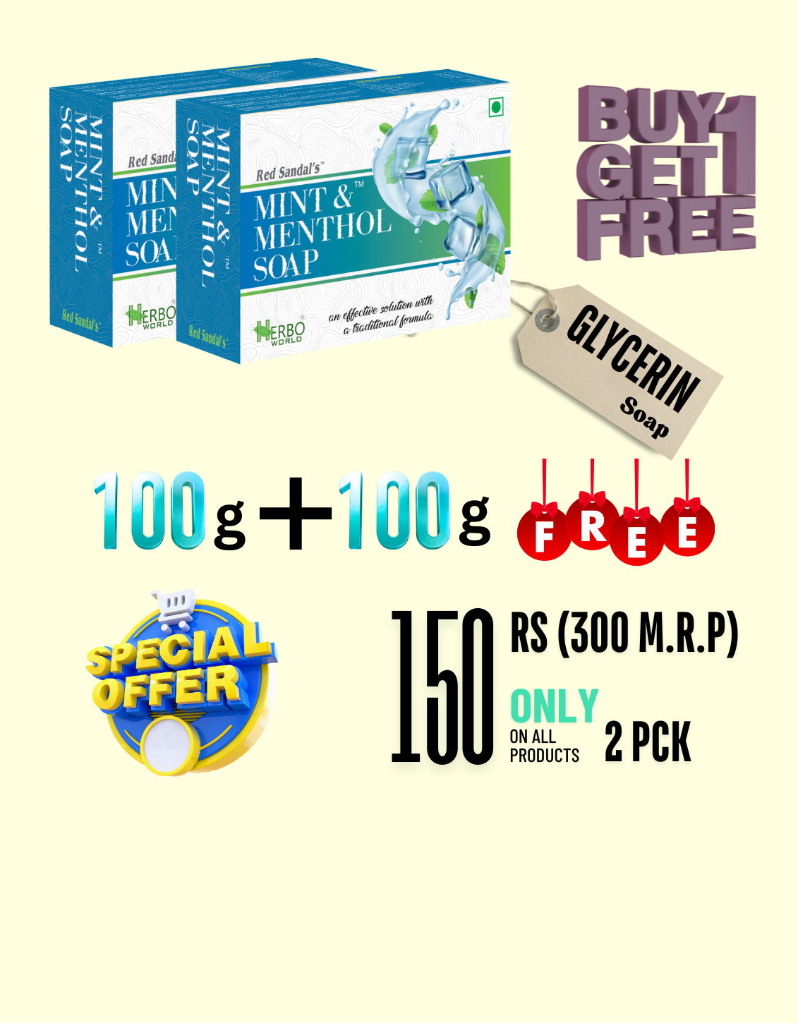 Mint Menthol Soap (100g) - Pack Of 2  GET 30% OFF