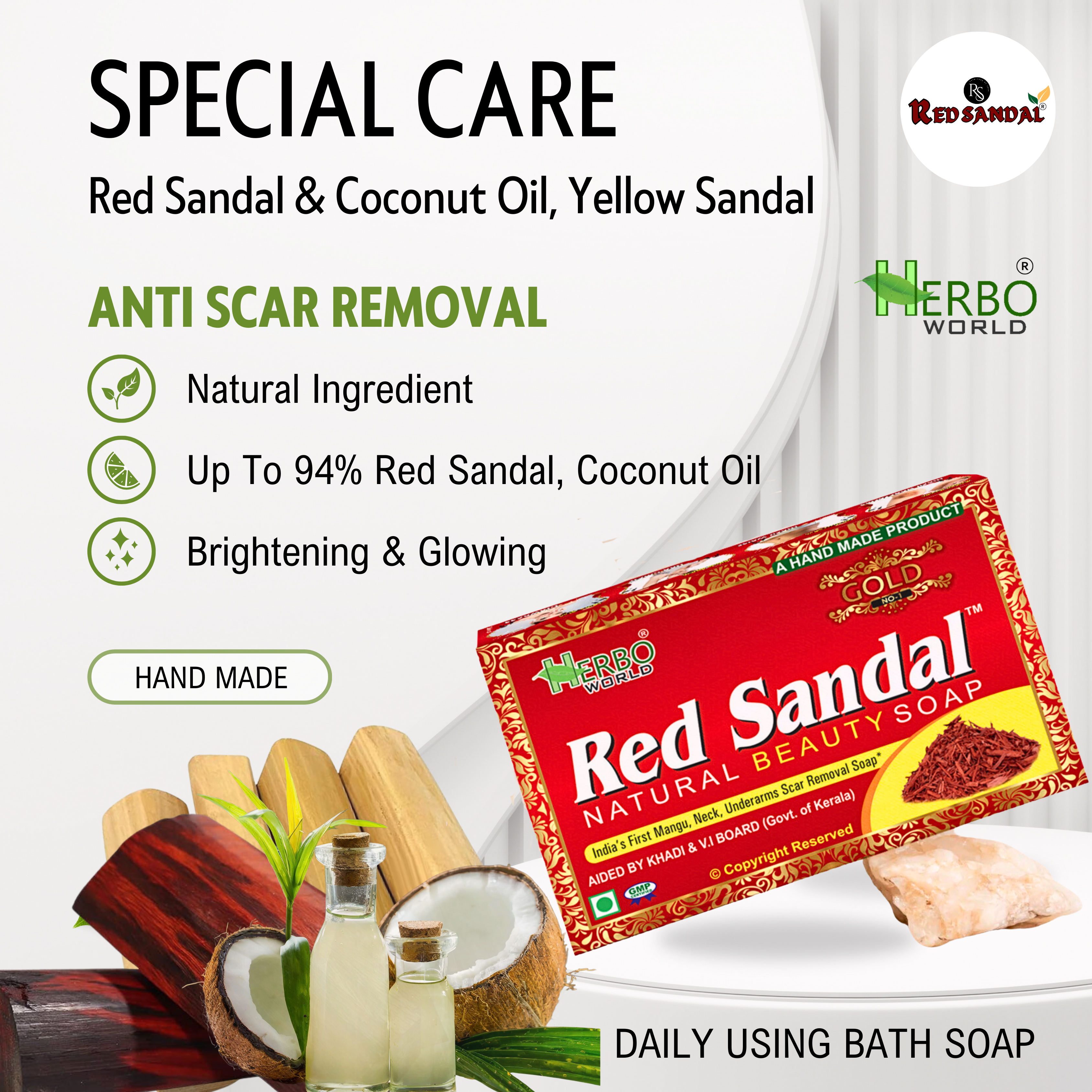 Red Sandal® Soap 75g Pack Of 5  "buy 5 red sandal soaps"- Get 1 Absolutely Free 
