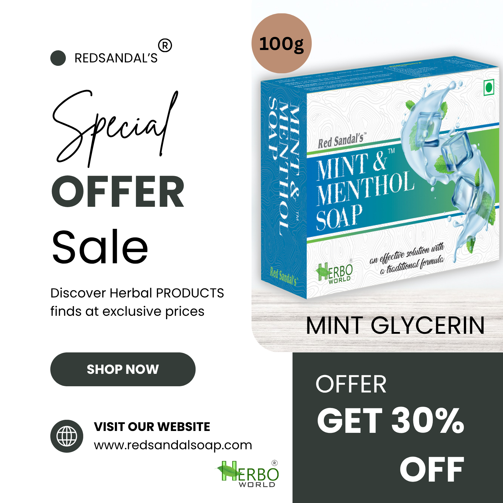 Mint Menthol Soap (100g) - Pack Of 2  GET 30% OFF