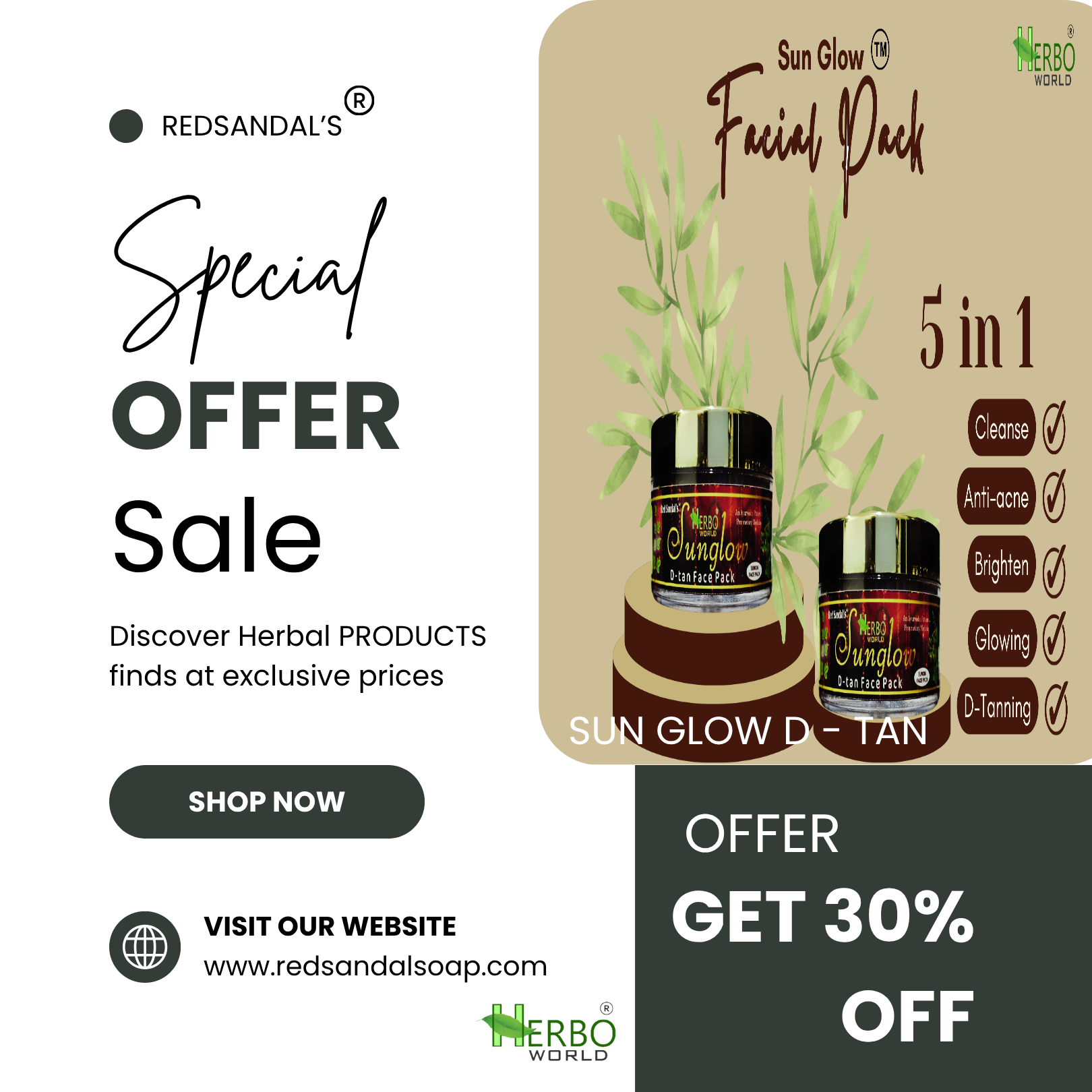 Red Sandal® Deep Cleanse & Glow Combo - Pack Of 3 - GET 30% OFF
