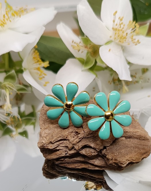 BOUCLES D'OREILLES MARGUERITE BLEUES