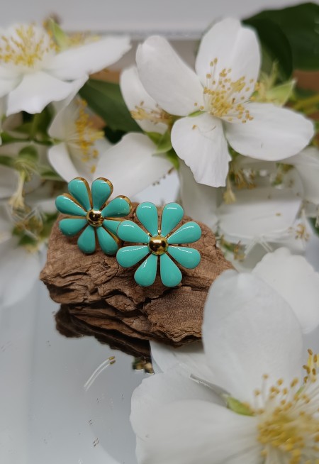 BOUCLES D'OREILLES MARGUERITE BLEUES