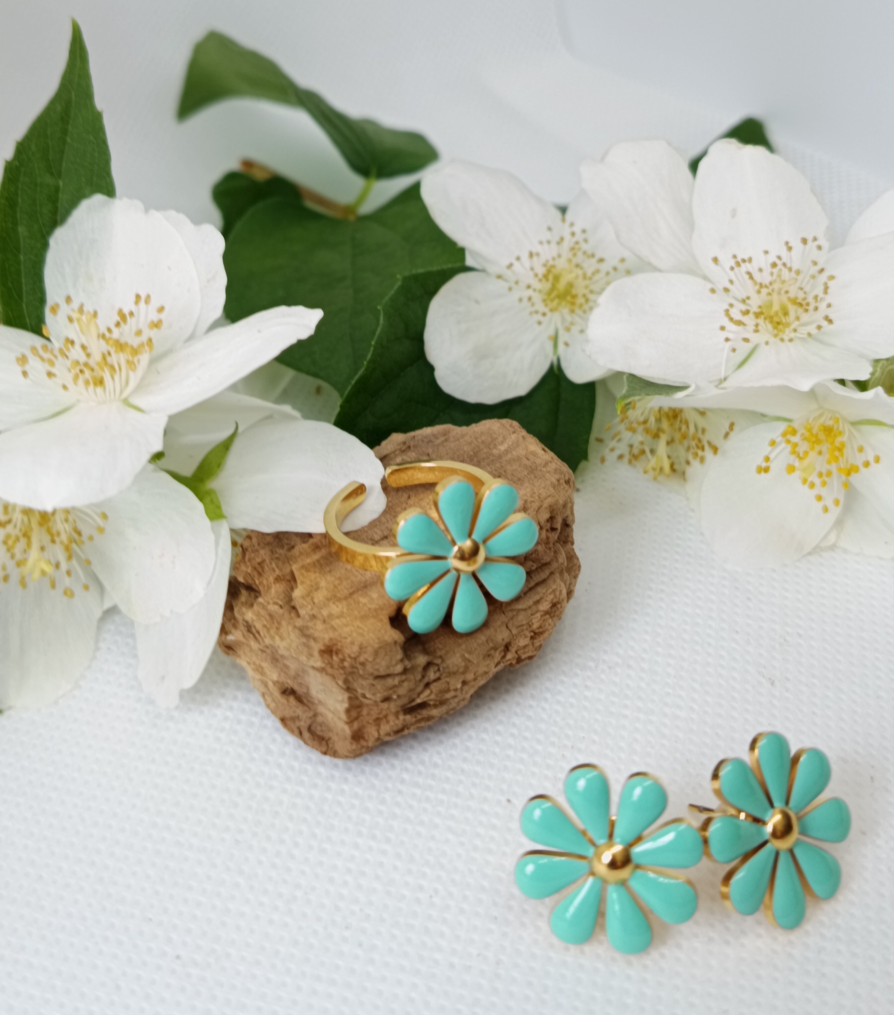 BOUCLES D'OREILLES MARGUERITE BLEUES
