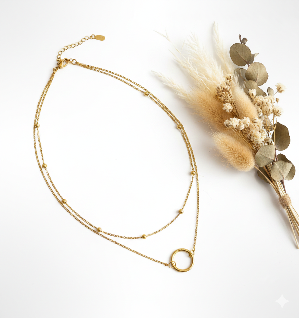 Collier 2 rangs PALOMA doré