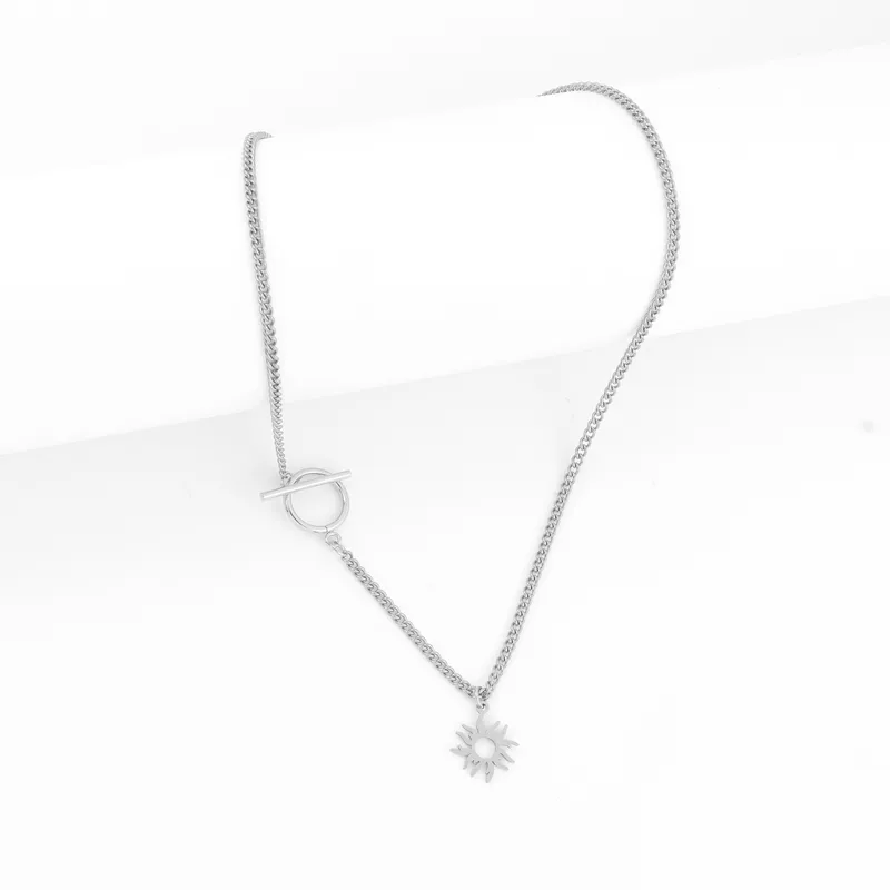 COLLIER SOLEIL ACIER ARGENT