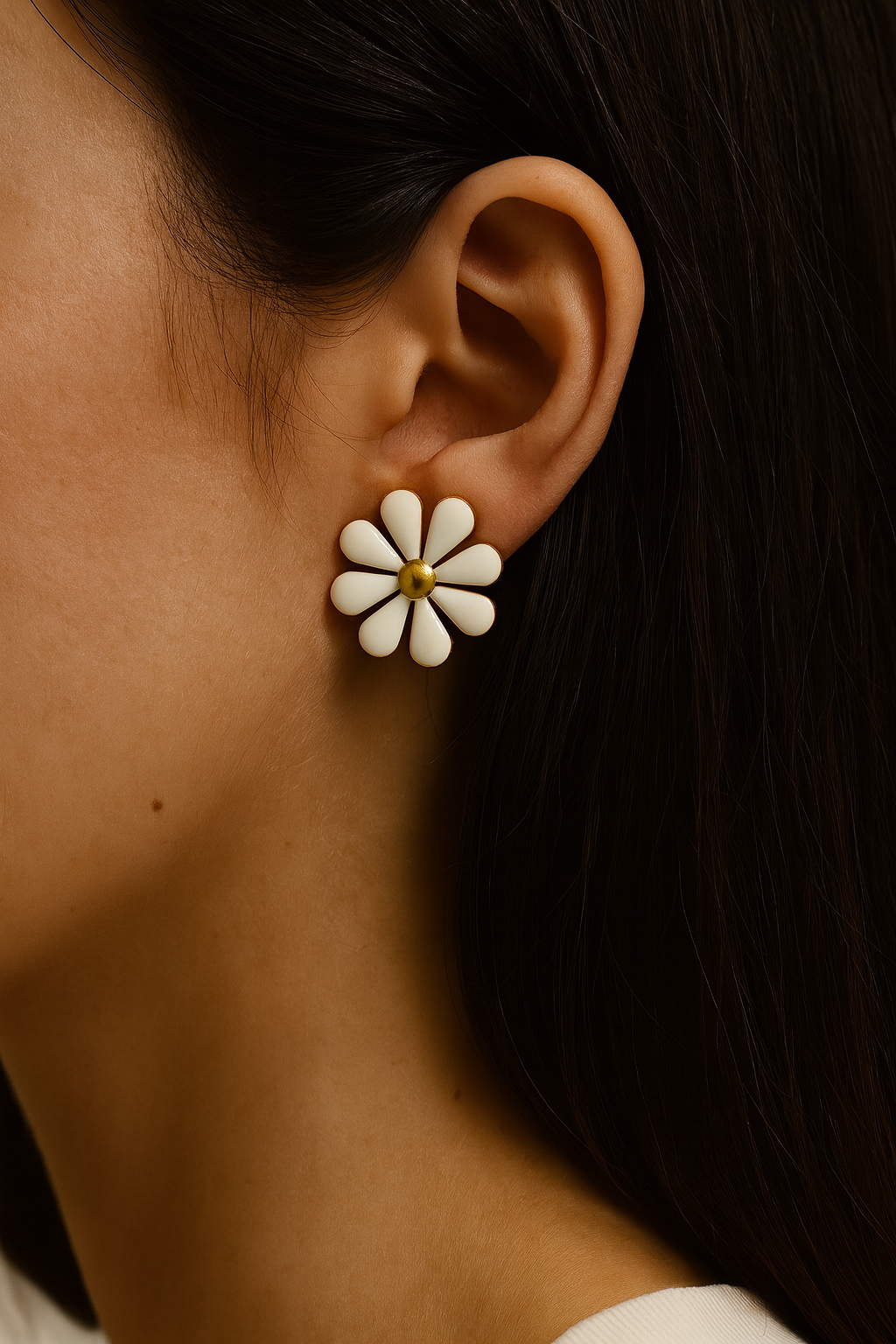 Boucles d'oreilles MARGUERITE blanche