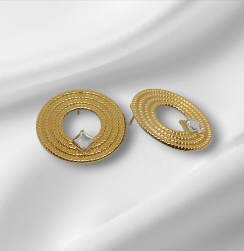 Boucles d'oreilles dorées RONDA blanches