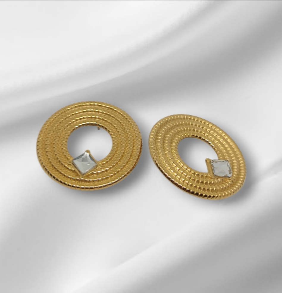 Boucles d'oreilles dorées RONDA blanches