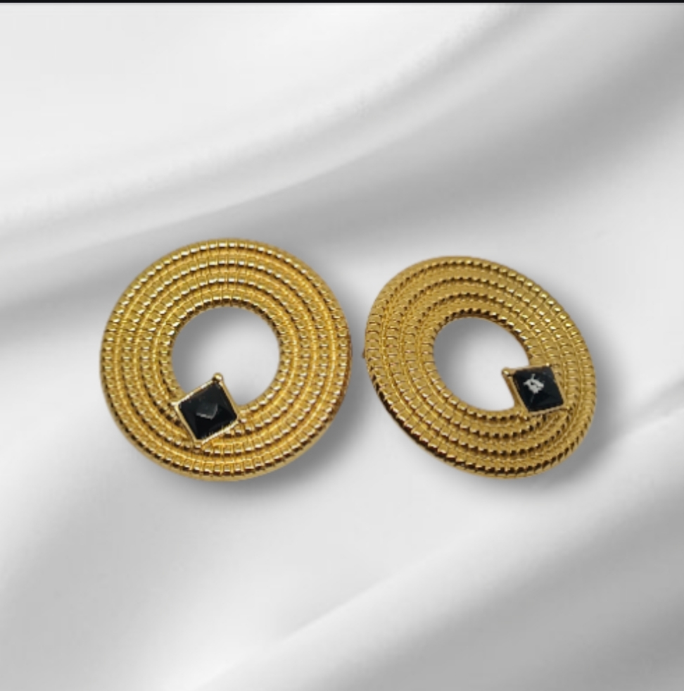 Boucles d'oreilles dorées RONDA noires