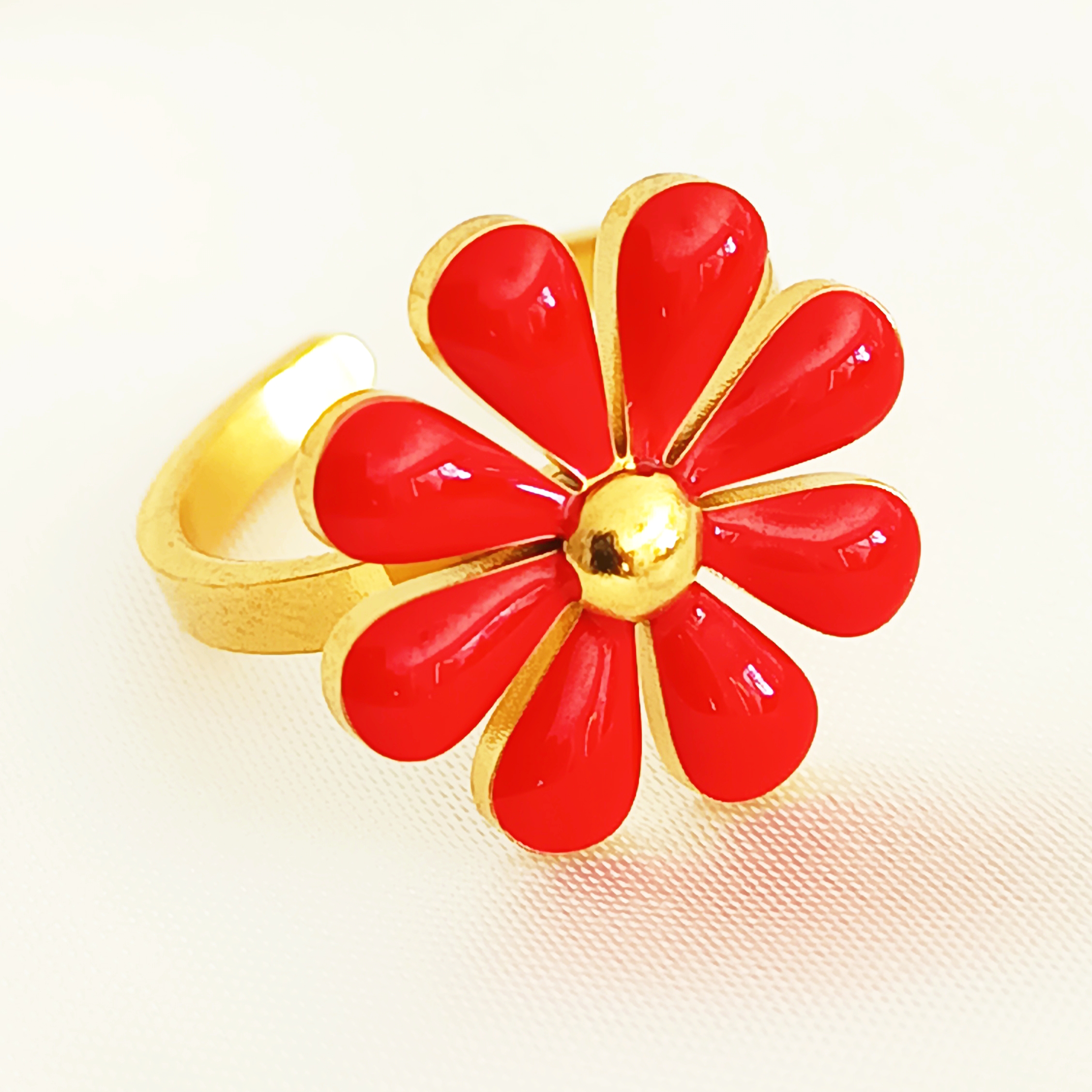 BAGUE MARGUERITE ROUGE
