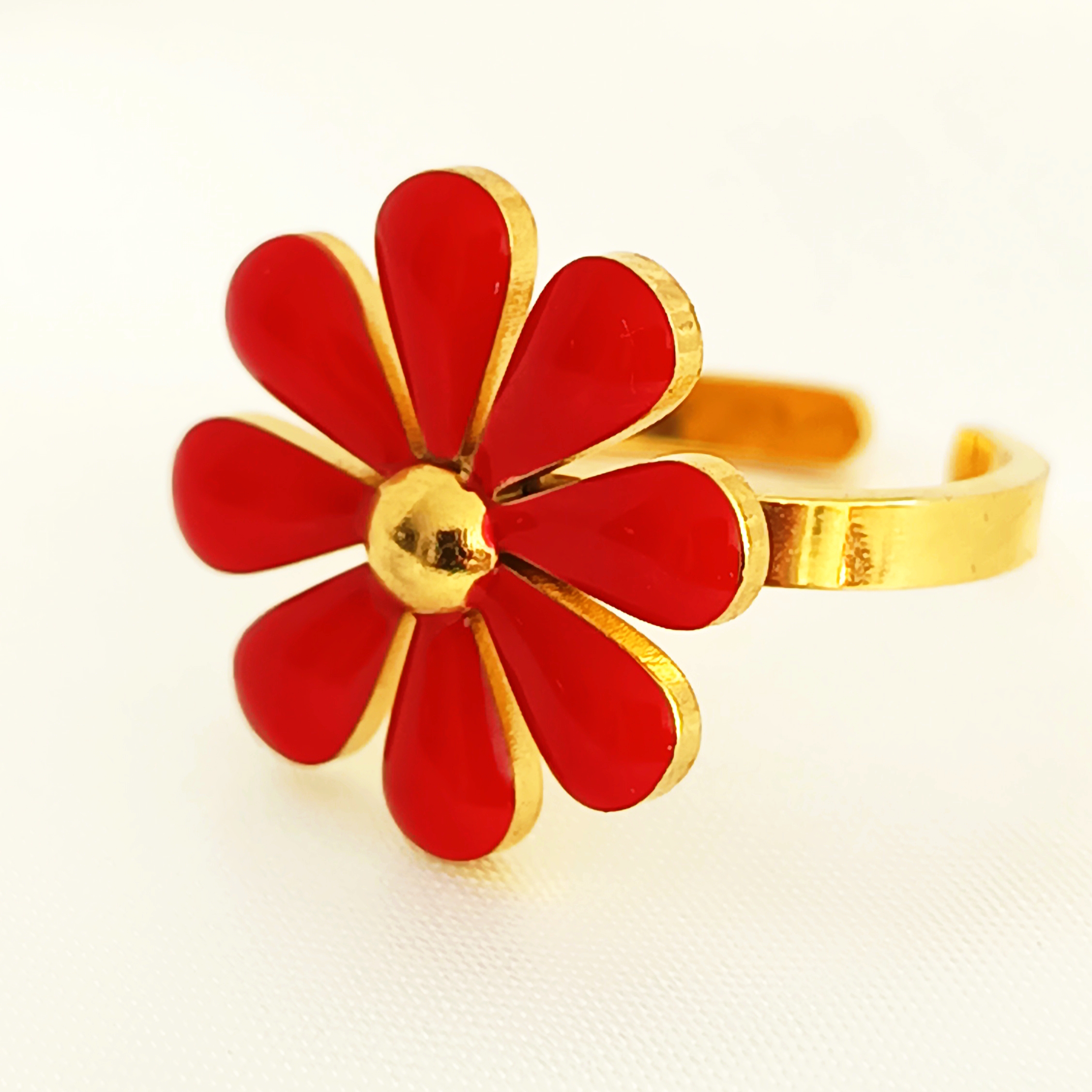 BAGUE MARGUERITE ROUGE