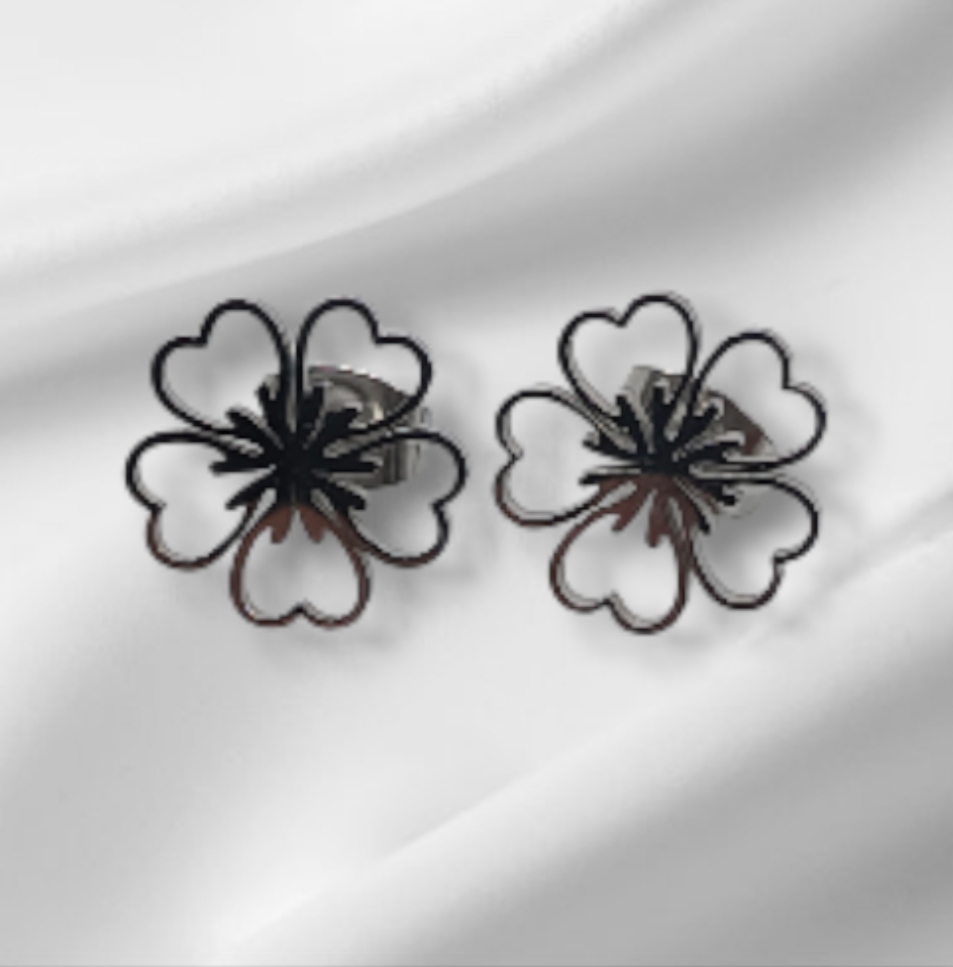 Boucles d'oreilles trèfle SUZY acier argenté