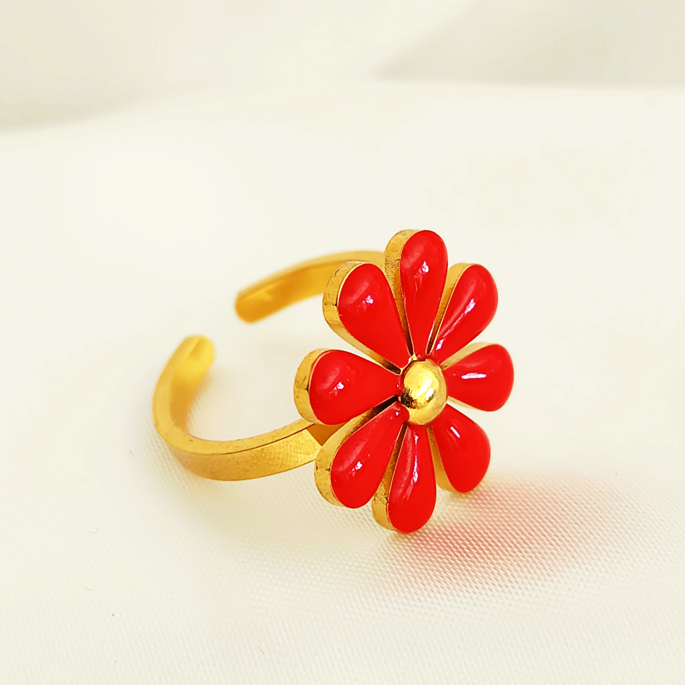 BAGUE MARGUERITE ROUGE