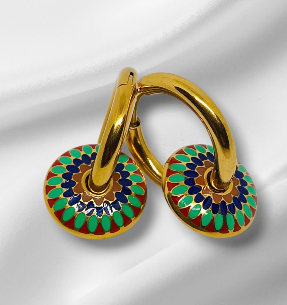 Boucles d'oreilles en émail coloré LEA vertes