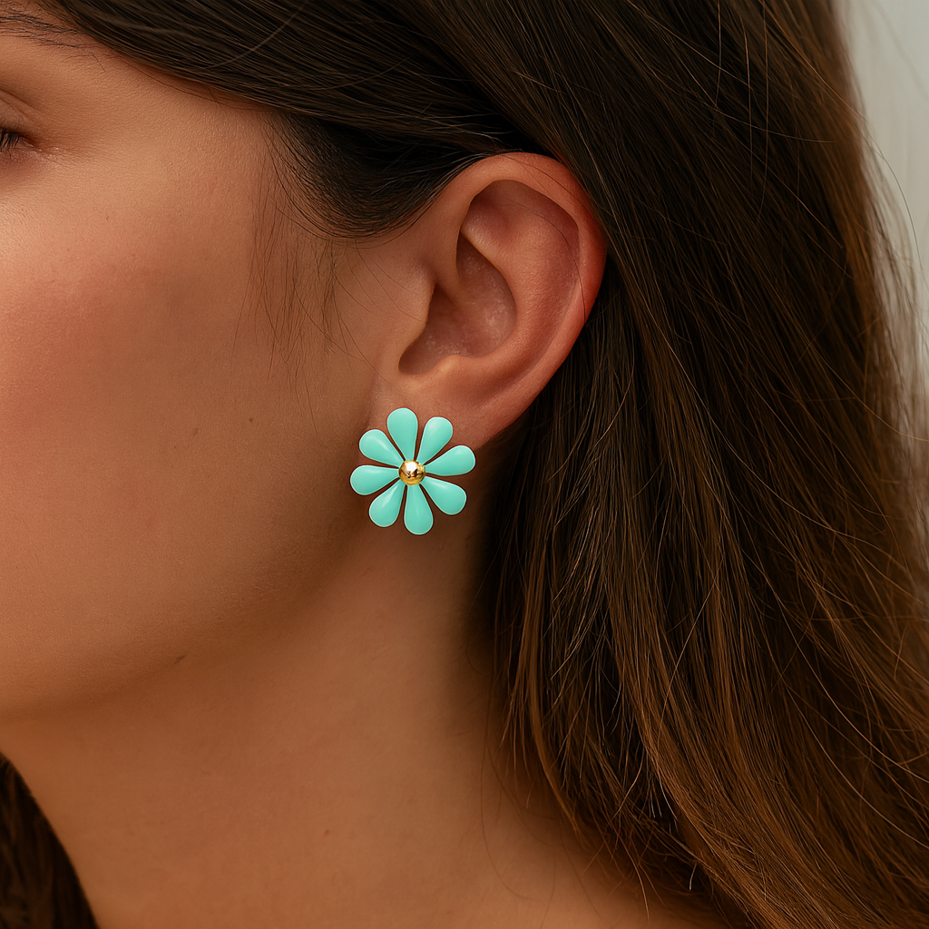 Boucles d'oreilles MARGUERITE bleue