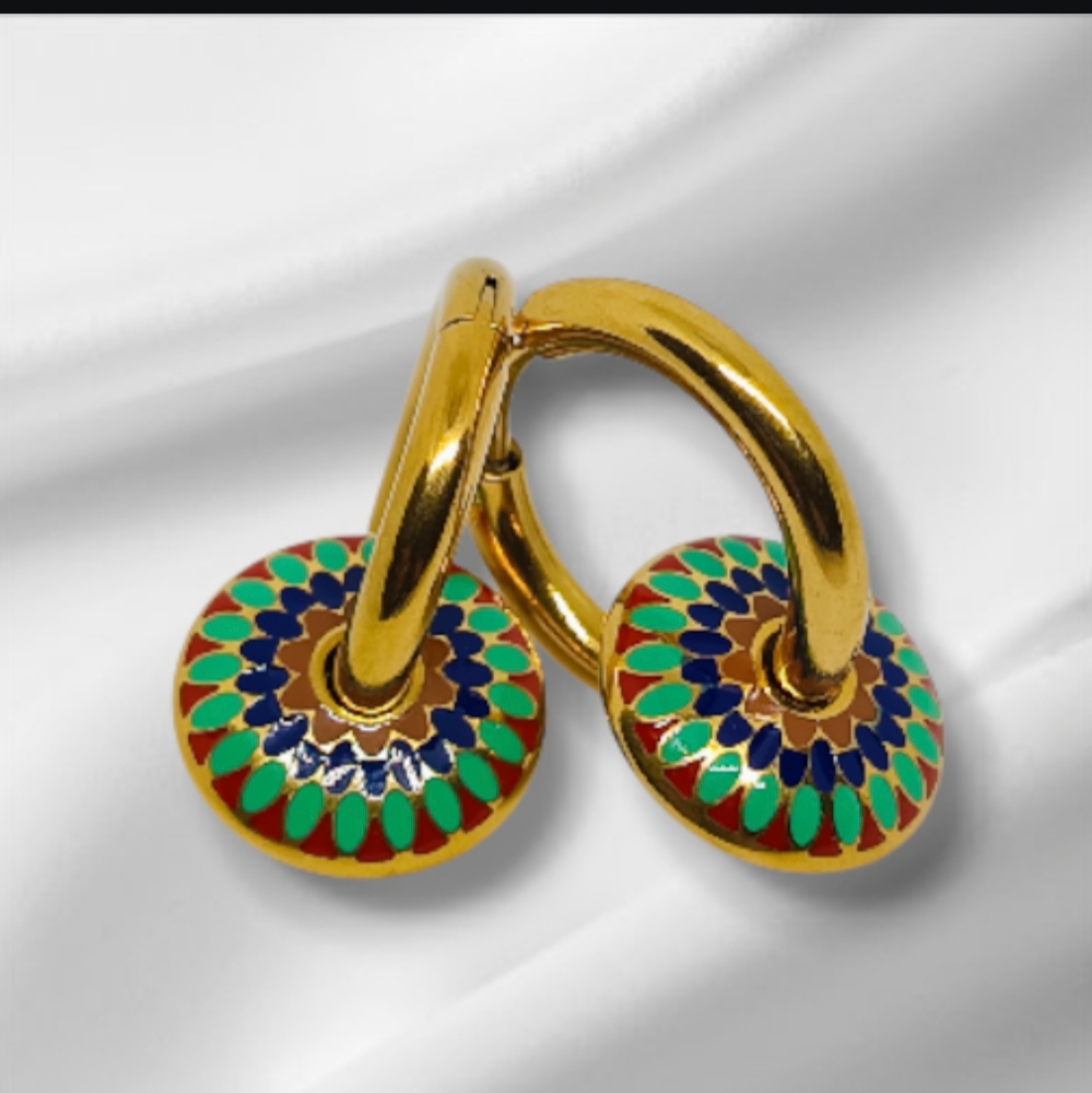 Boucles d'oreilles  en émail coloré LEA vertes