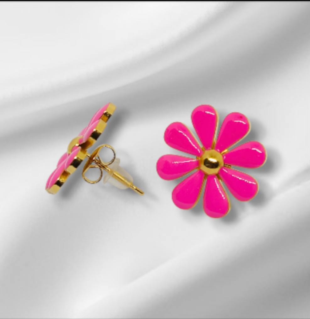 Boucles d'oreilles MARGUERITE rose